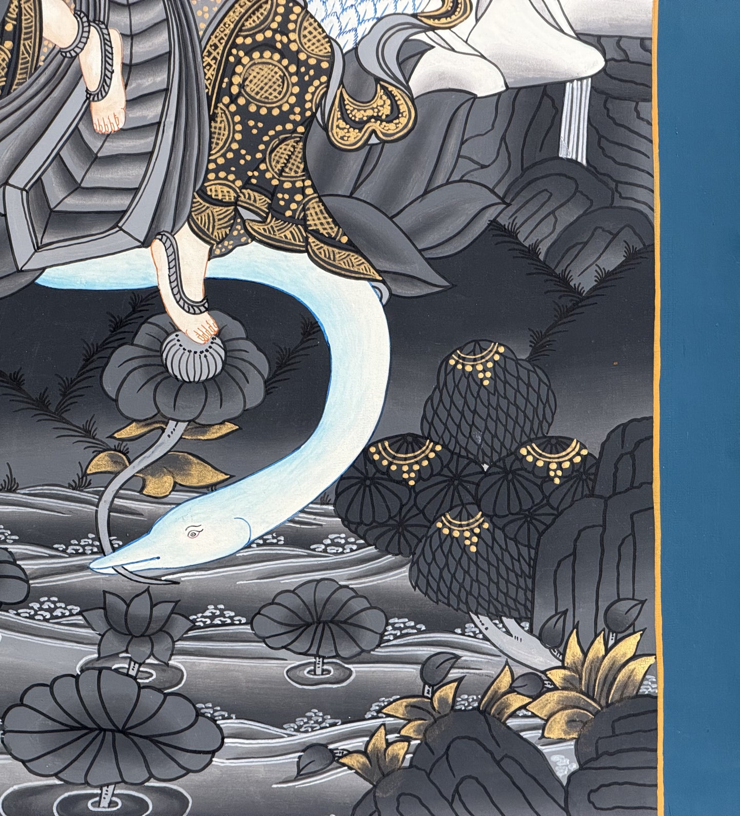 Hand-Painted Goddess Saraswati Thangka Painting – Masterpiece Hindu Art, Cotton Canvas