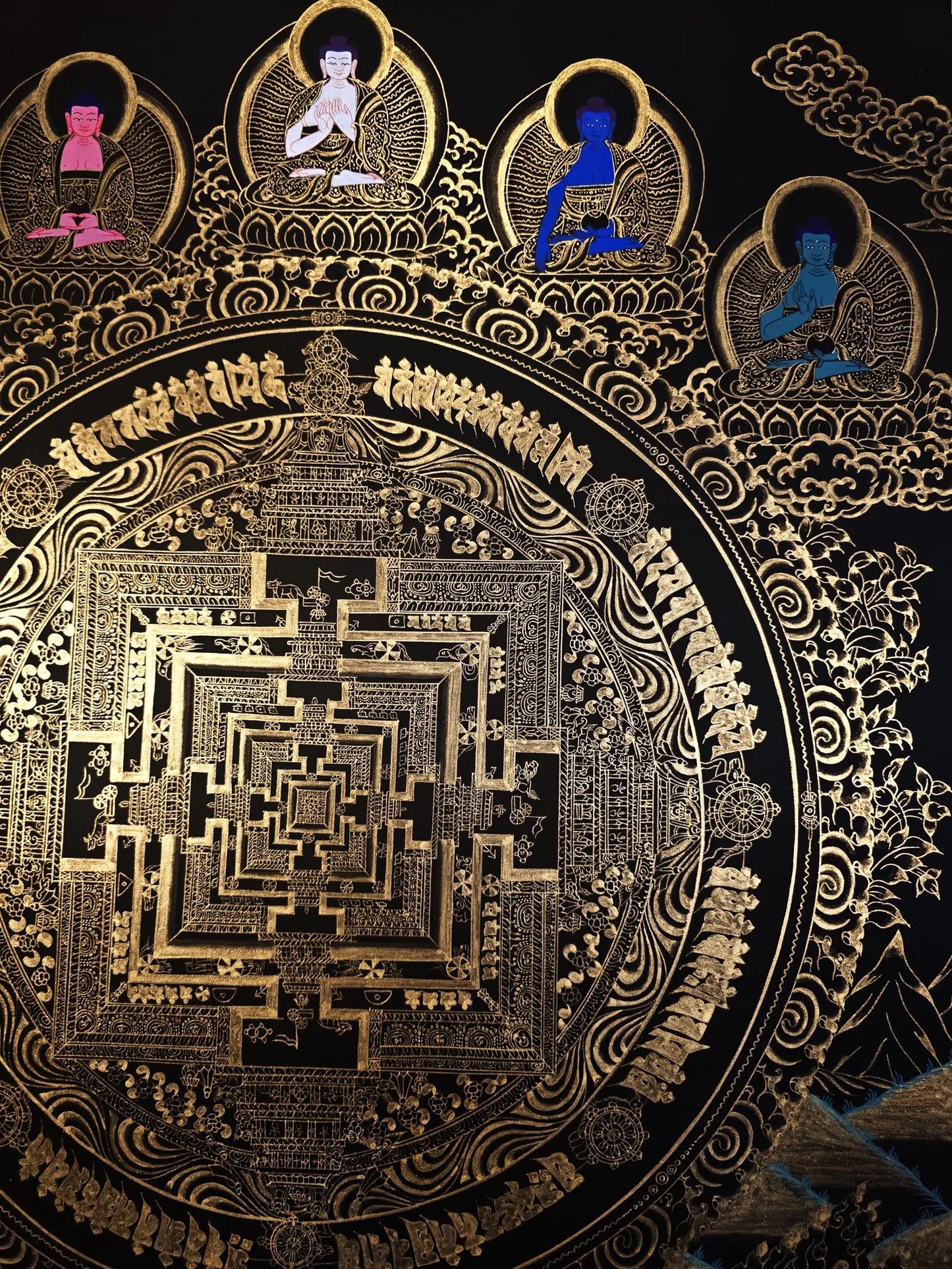 Kalachakra Mandala Thangka With deity – Wheel of Time | Tibetan Sacred Geometry Meditation Art (Copy) (Copy)