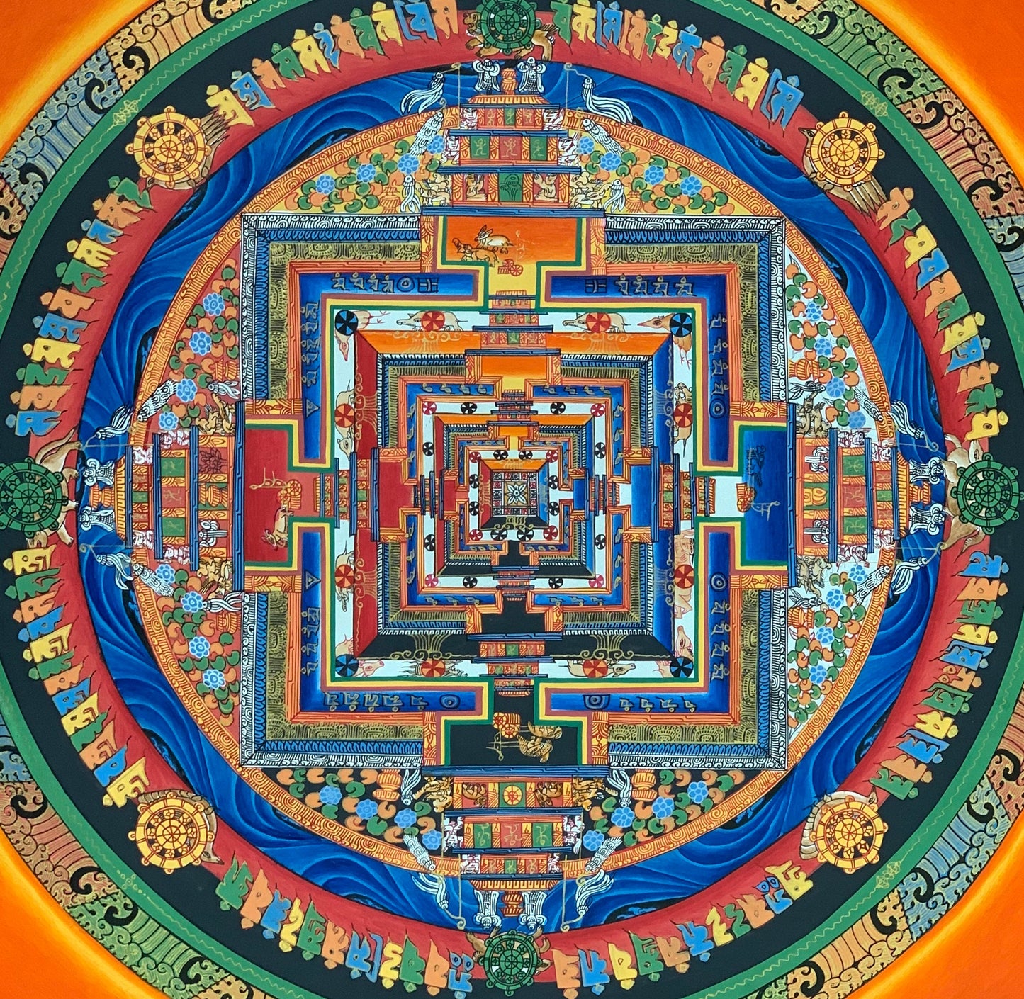 Original Hand Painted Kalachakra Mandala / wheel of Life/Time Masterpiece Tibetan Meditation compassion Thangka / Thanka painting From Nepal