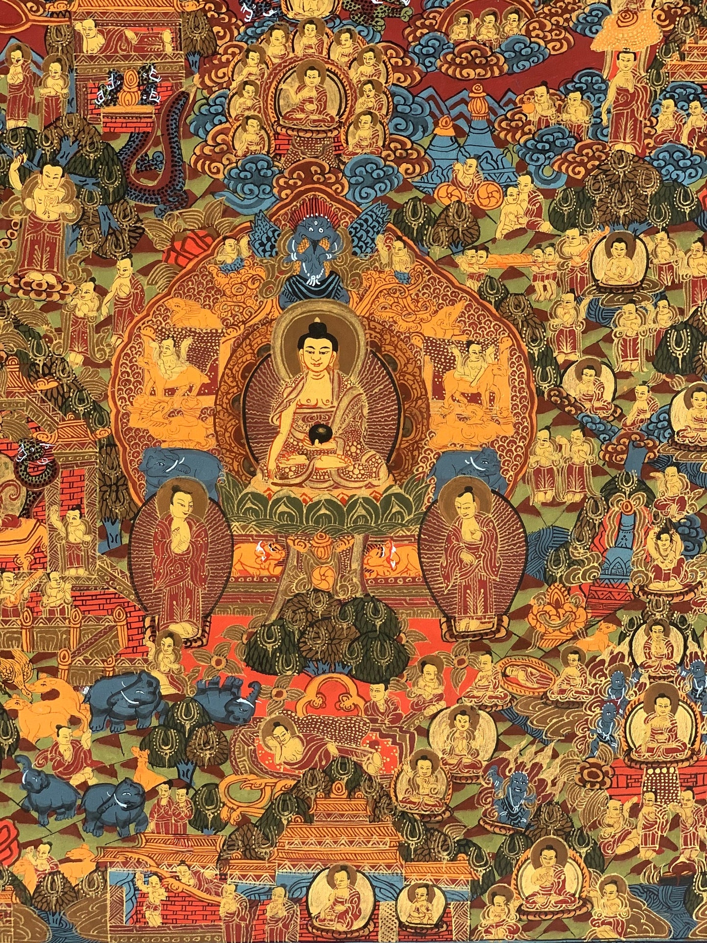 Hand-painted Buddha Life Mandala, Tibetan Thangka Painting, Home Décor  Wall Hanging