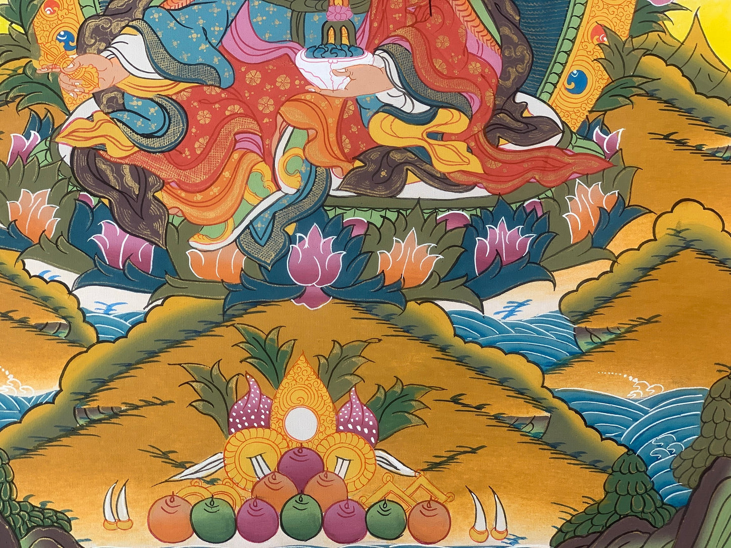 Hand-painted Padmasambhava, Guru Rinpoche, Tantric Buddha, Tibetan Thangka Painting 16x22-Inch