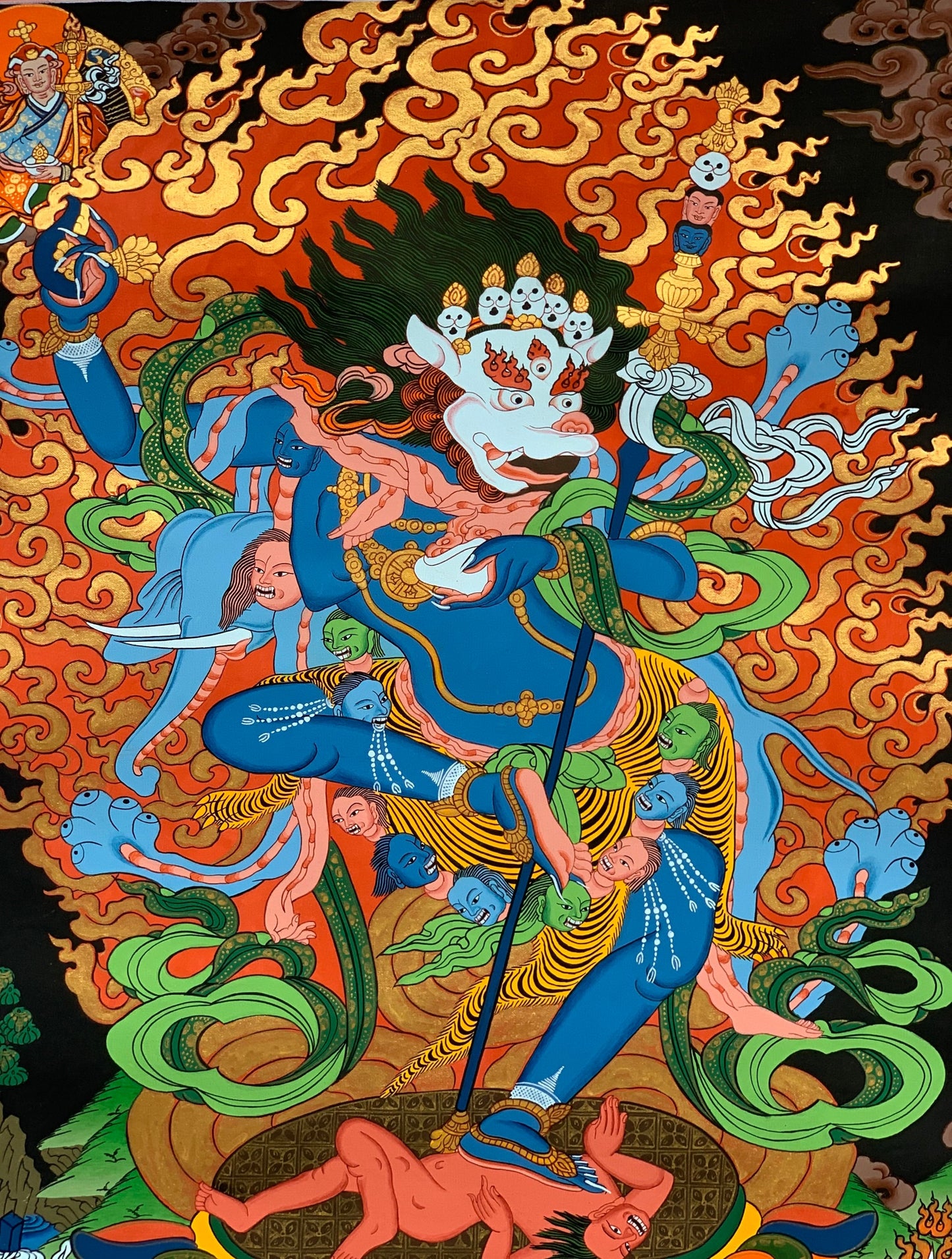 Original Hand Painted Lion Face Dakini / Simhamukhi Jogini / Yogini Tibetan Compassion Meditation Thangka / Thanka Painting from Nepal
