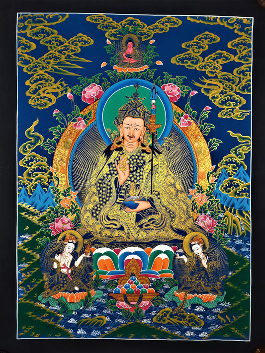 Guru Rinpoche/ Padmsambhava – Precious Master Thangka  Tibetan Wall Hanging Mediation Painting Thangka / Thanka Art From Nepal