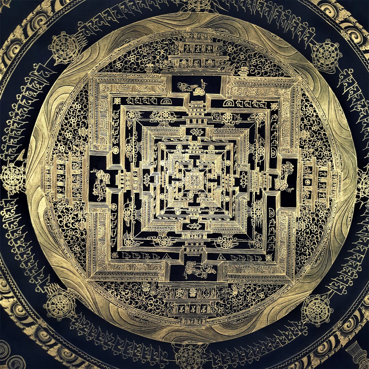 Original Hand Painted Kalachakra Mandala / wheel of time Masterpiece Tibetan Meditation compassion thangka / Thanka painting From Nepal