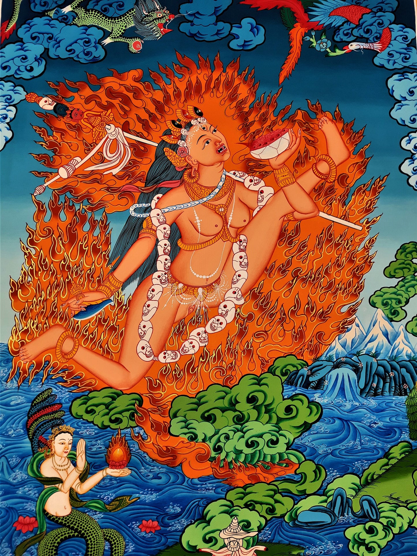 Original Hand Painted Akash Jogini, Yogini, Masterpiece Tibetan Wall Hanging mediation Painting Thangka / Thanka Art From Nepal