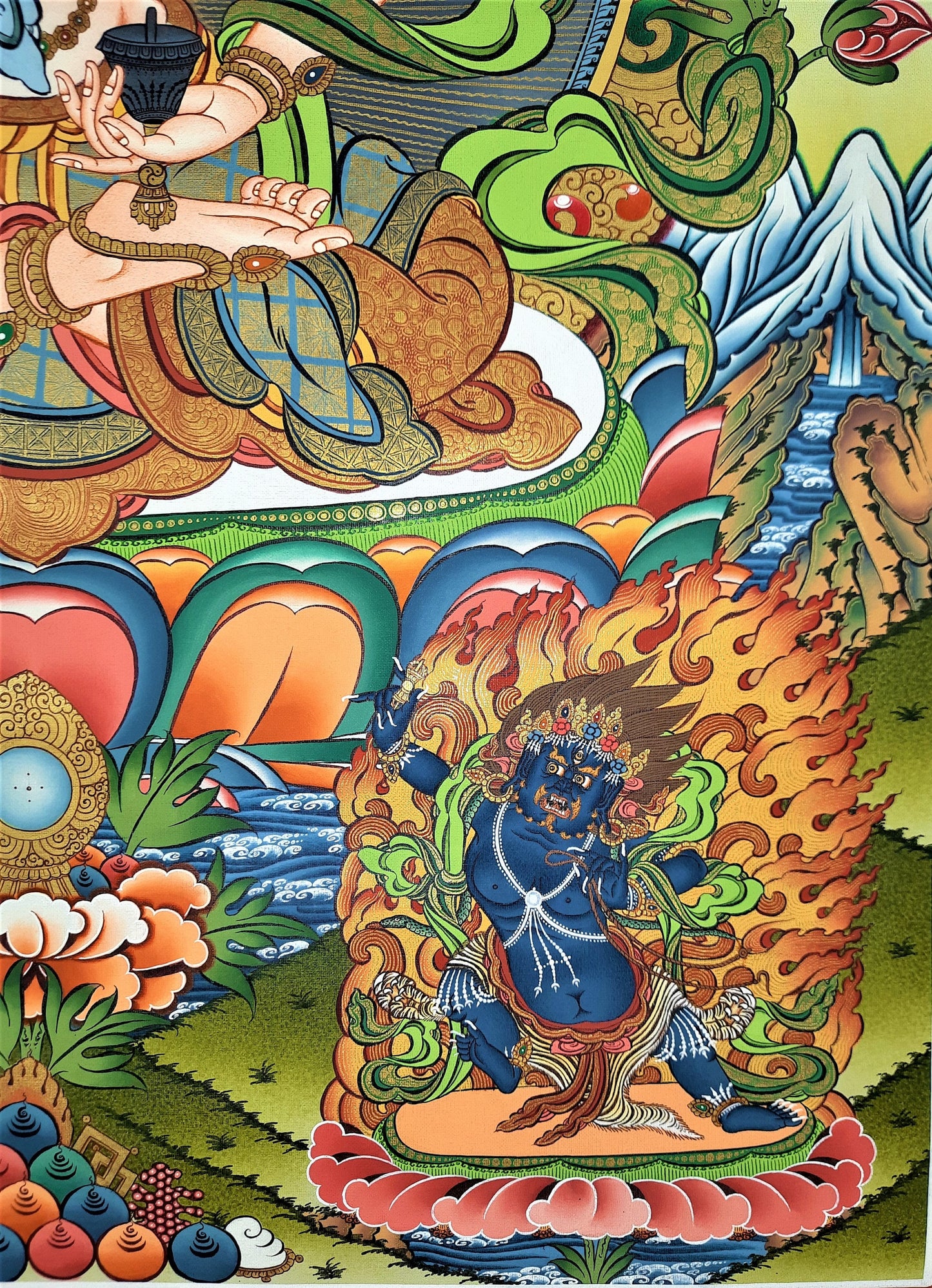 Original Hand-painted, Vajrasattva Master Quality, Thangka Painting, Compassion, Meditation Art  18 x 24-Inch