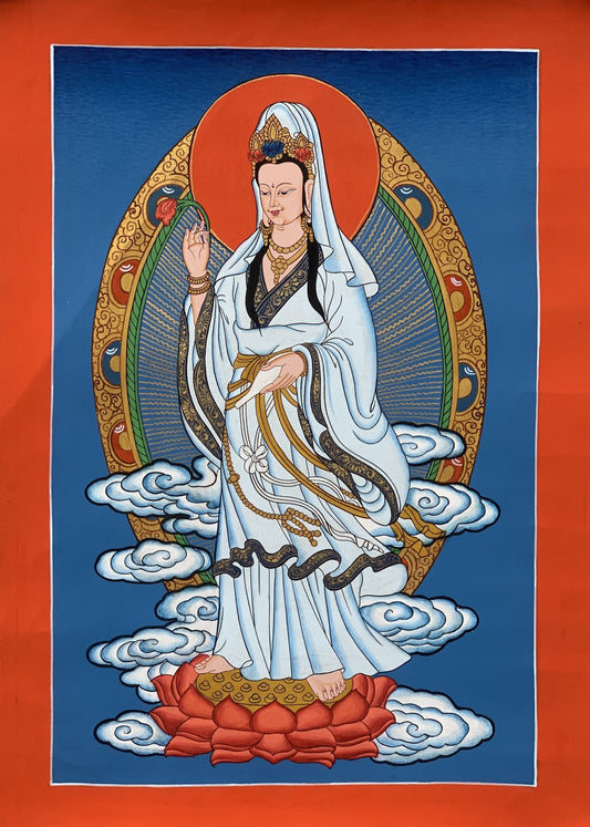Hand painted Original Guanyin/ Guan Yin/ Kuan Yin/ Tibetan Wall hanging Thangka  / Thangka / Painting Compassion Meditation Art From Nepal