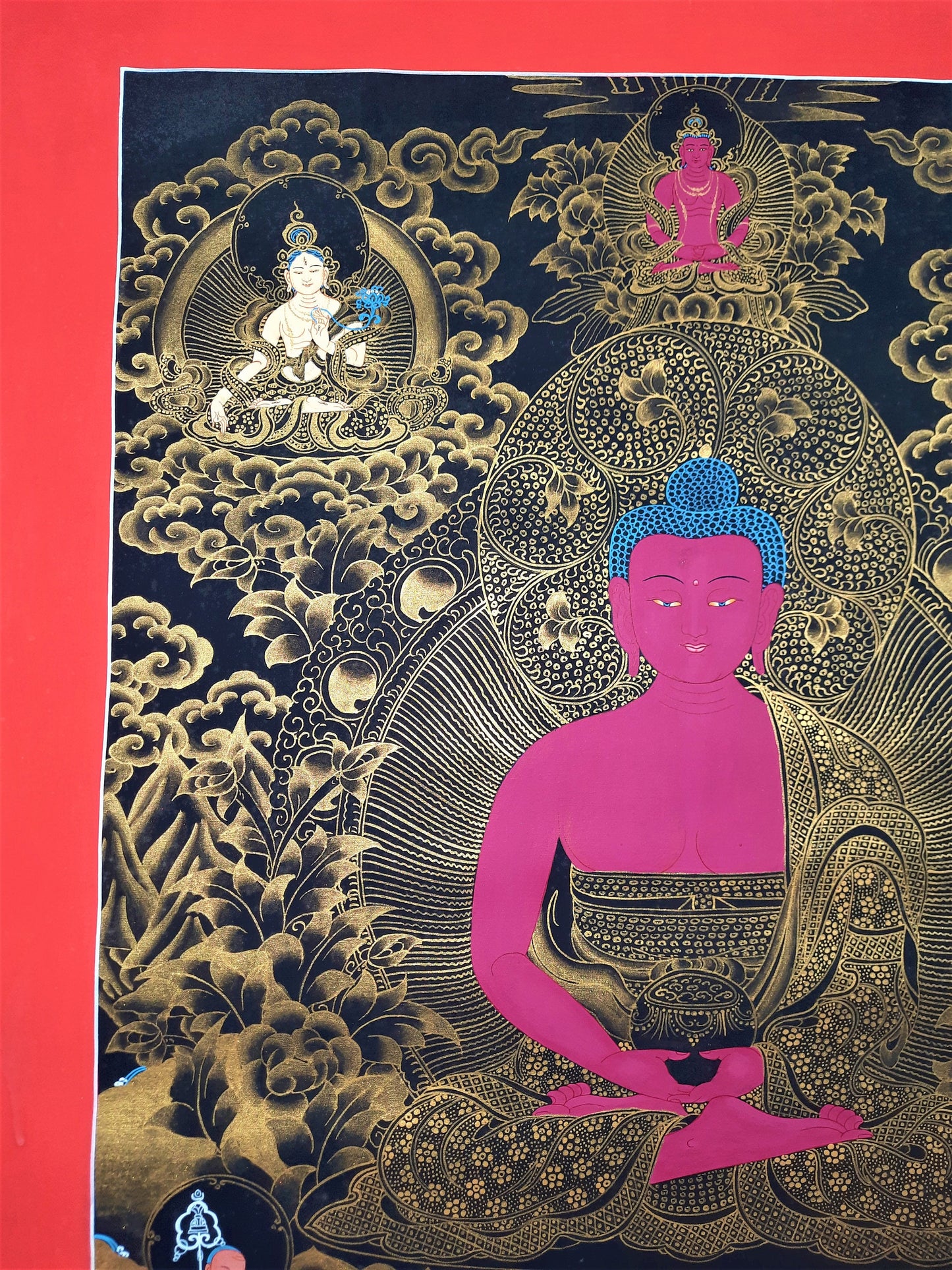 Original Hand Painted Amitabha Buddha Masterpiece Tibetan Compassion / Meditation Wall hanging Thangka / Thanka Painting From Nepal