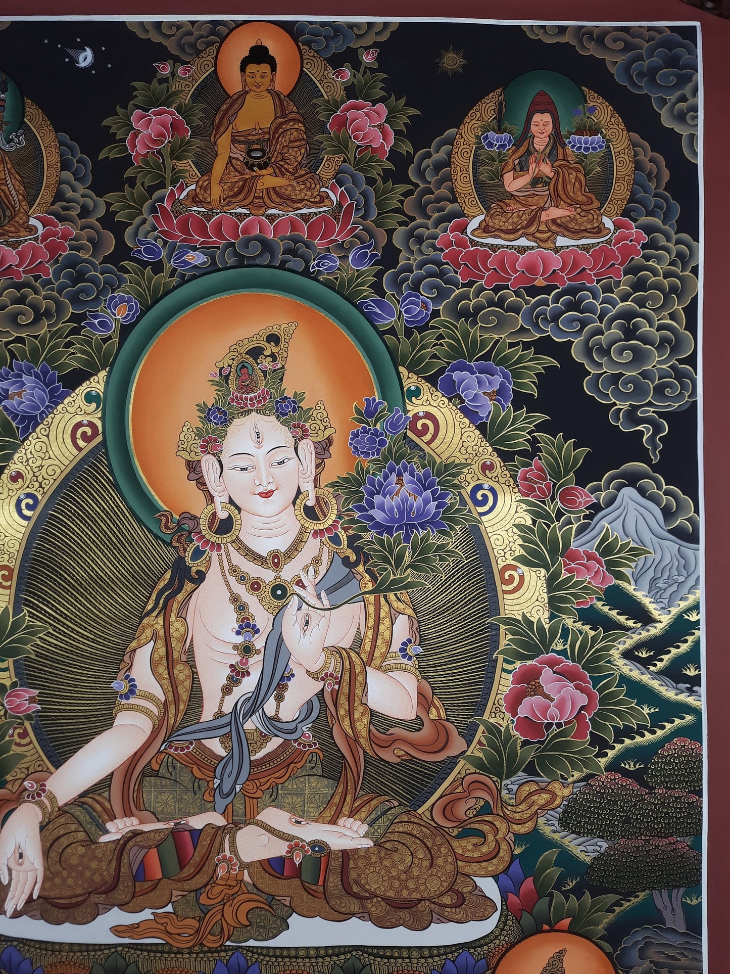 Original Hand Painted Large White Tara / Mother Tara Masterpiece Tibetan Wall hanging Thangka / Thanka Painting From Nepal