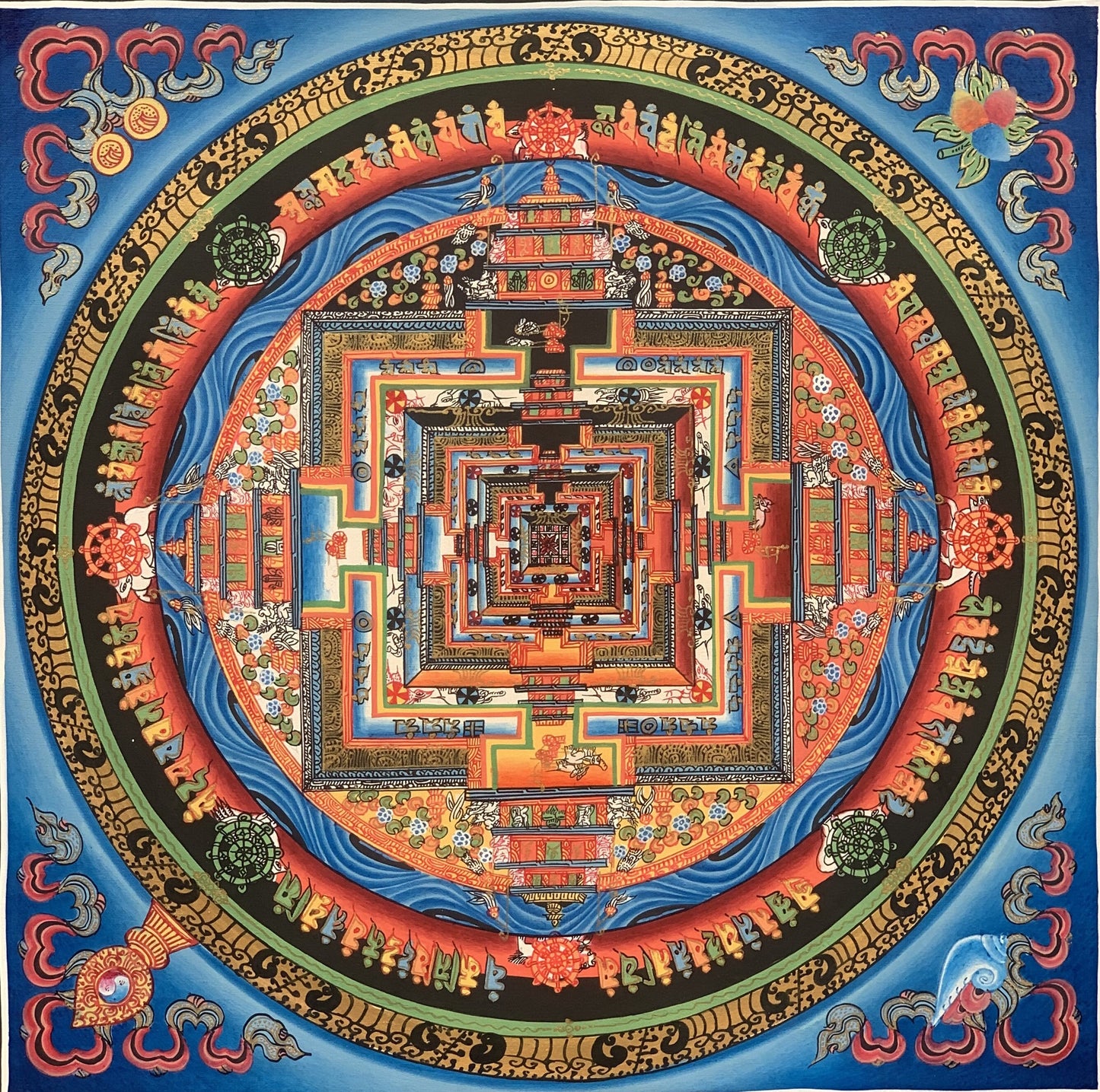 Original Hand-painted Masterpiece Kalachakra Mandala/ Wheel of Life/Wheel of Time Tibetan Thangka Painting