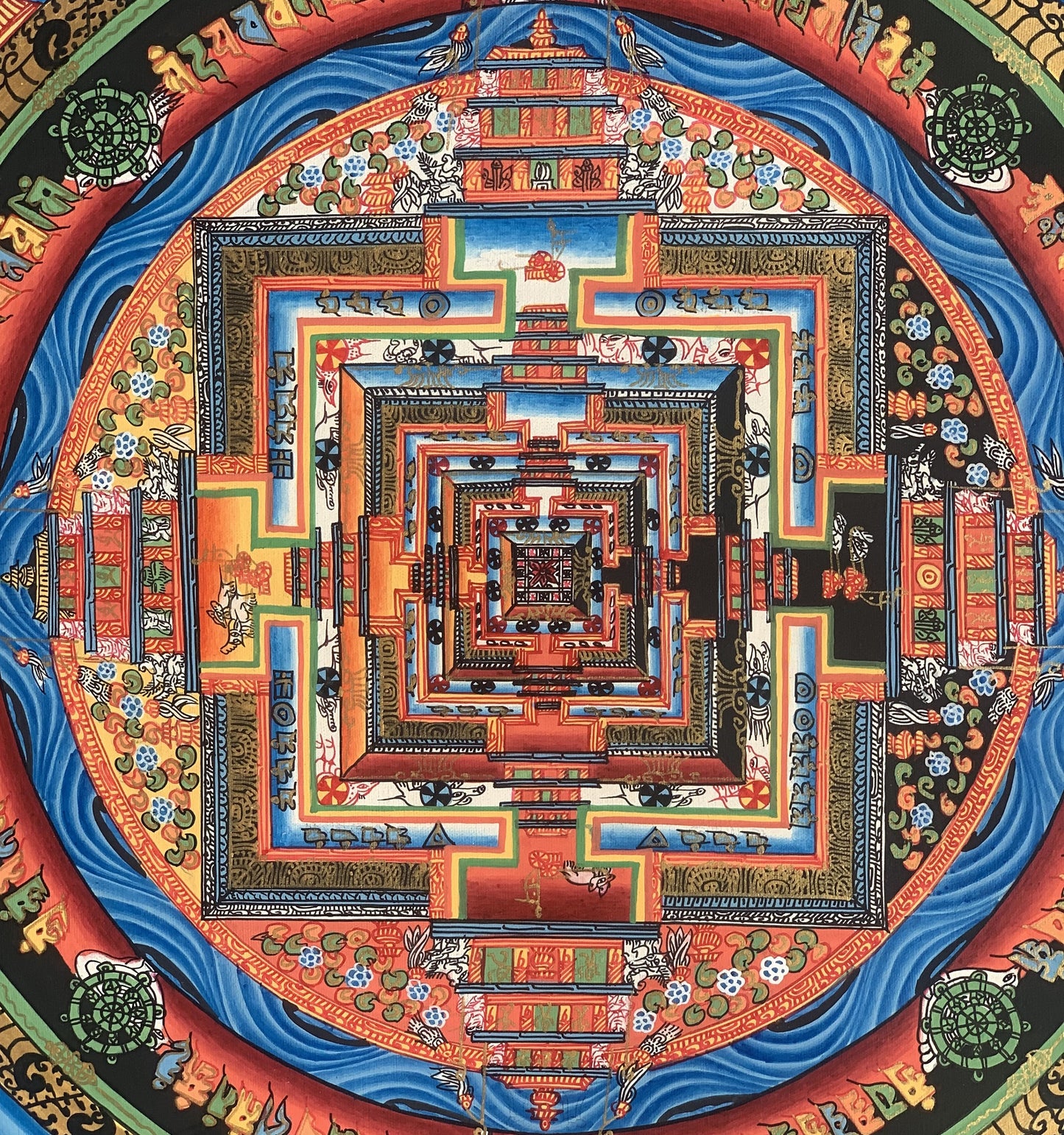 Original Hand-painted Masterpiece Kalachakra Mandala/ Wheel of Life/Wheel of Time Tibetan Thangka Painting