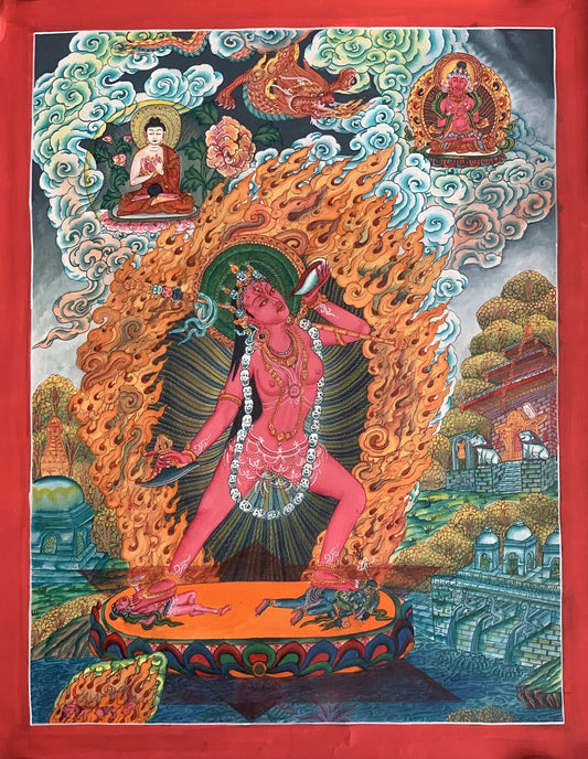 Hand -Painted Vajrayogini, Yogini, Master Quality, Masterpiece, Newari Pauba, Thangka Painting