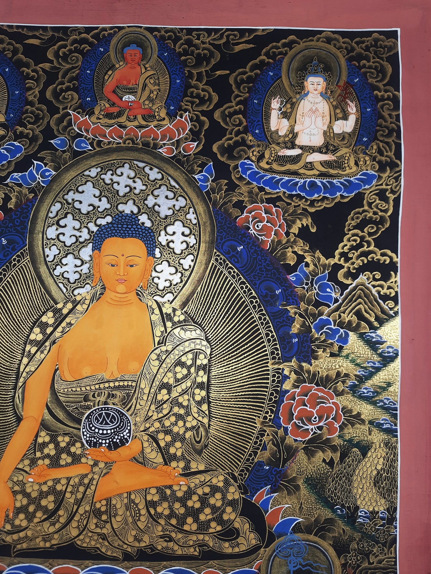 Original Hand Painted Buddha Shakyamuni / Gautama / Masterpiece Tibetan Wall Hanging Compassion , Meditation Thangka / Thanka Painting