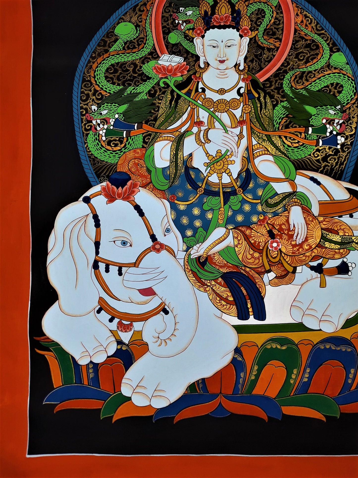 Hand painted Original Master Qualkity Kindess Buddha / Pu xian Tibetan Painting Wall hanging Thanka / Thangka / Compassion Meditation Art