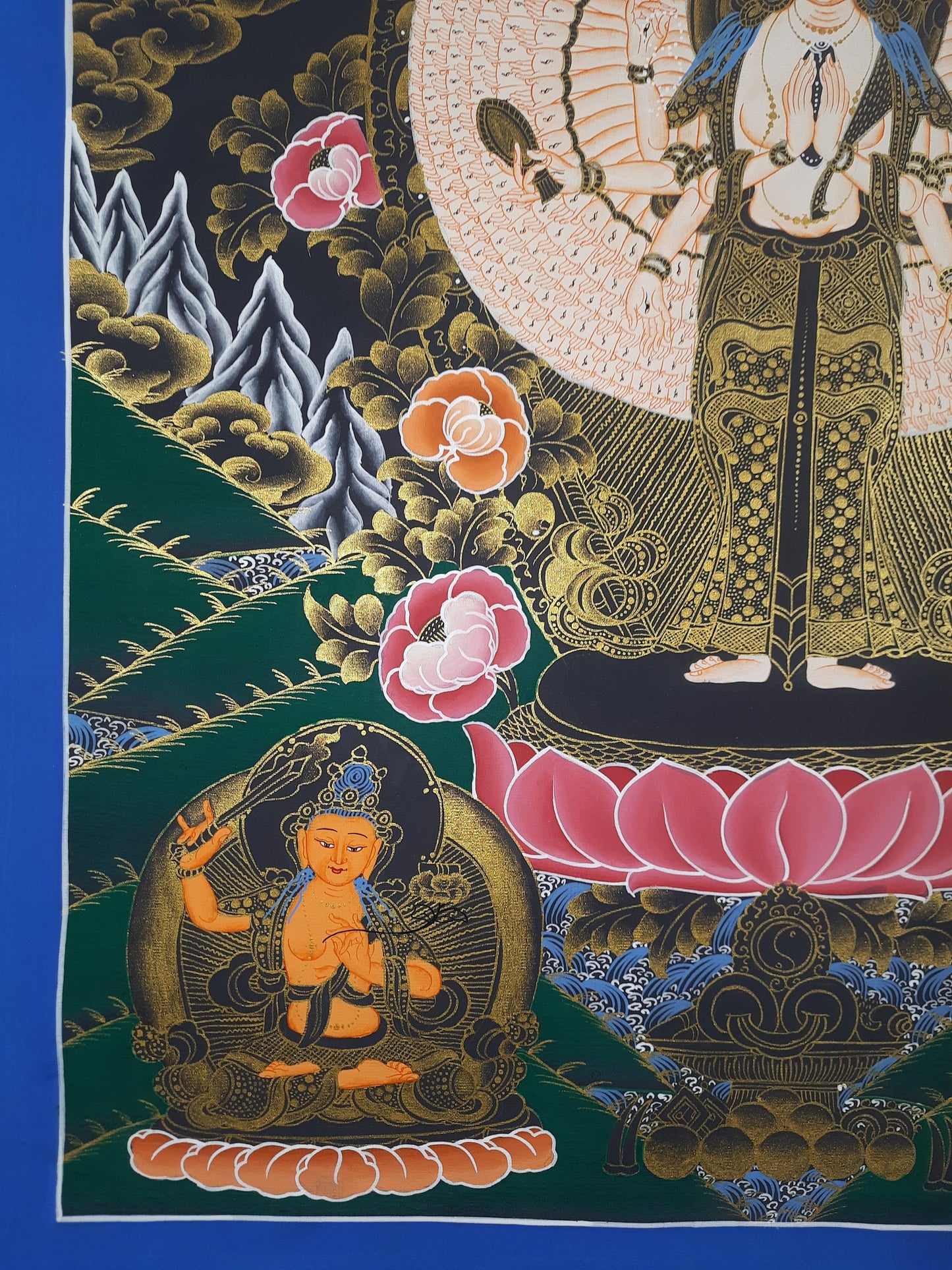 Original Hand Painted SAHASRABHUJA 1000 ARMED AVALOKITESHVARA / Lokeshwor/ Tibetan Compassion / Meditation Thangka / Thanka Painting