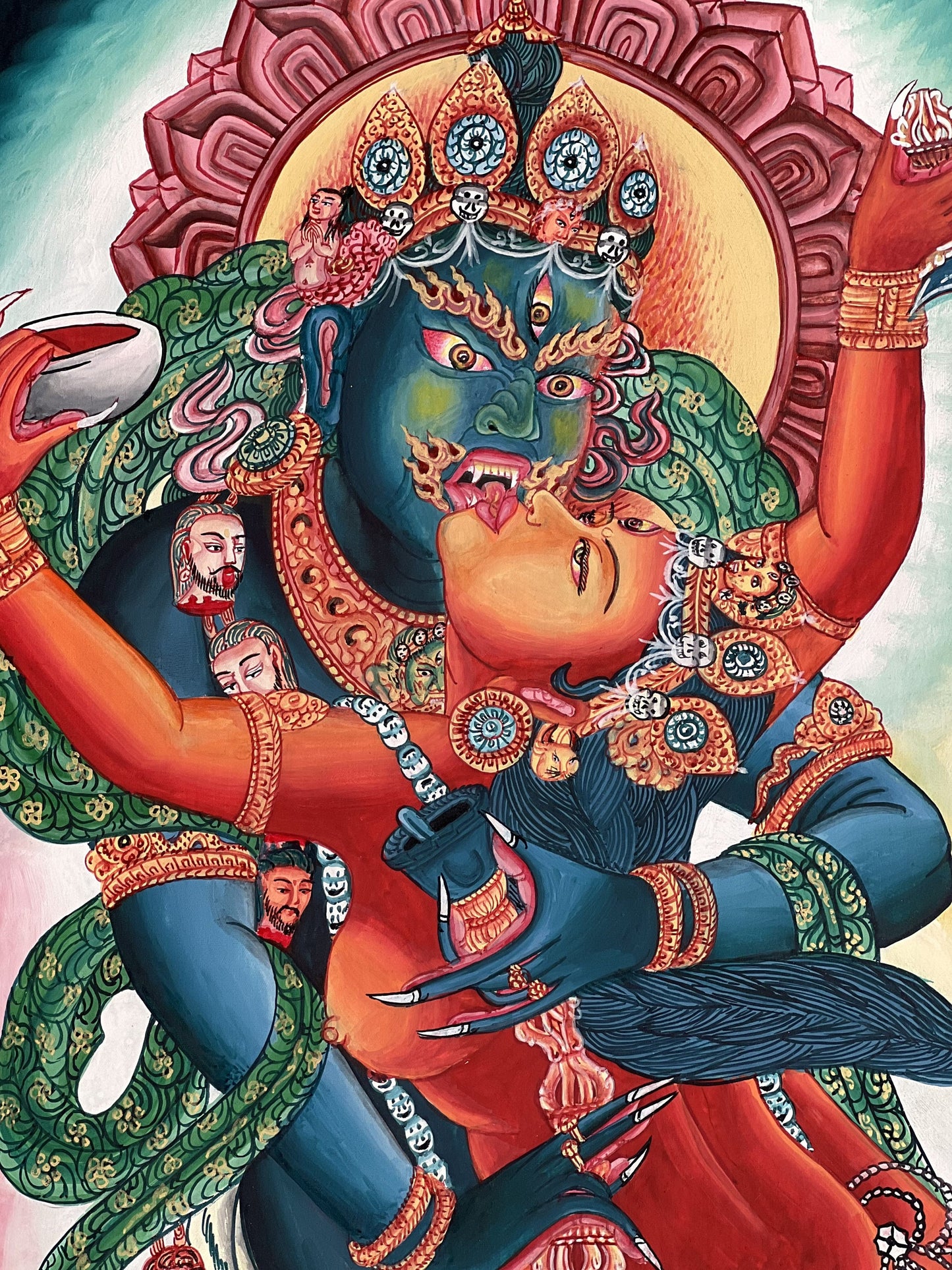 Original Hand painted Chakrasamvara Shakti Newari Paubha/ Tibetan Thanka / Thangka / Painting Compassion Meditation Art/ Wall Hanging