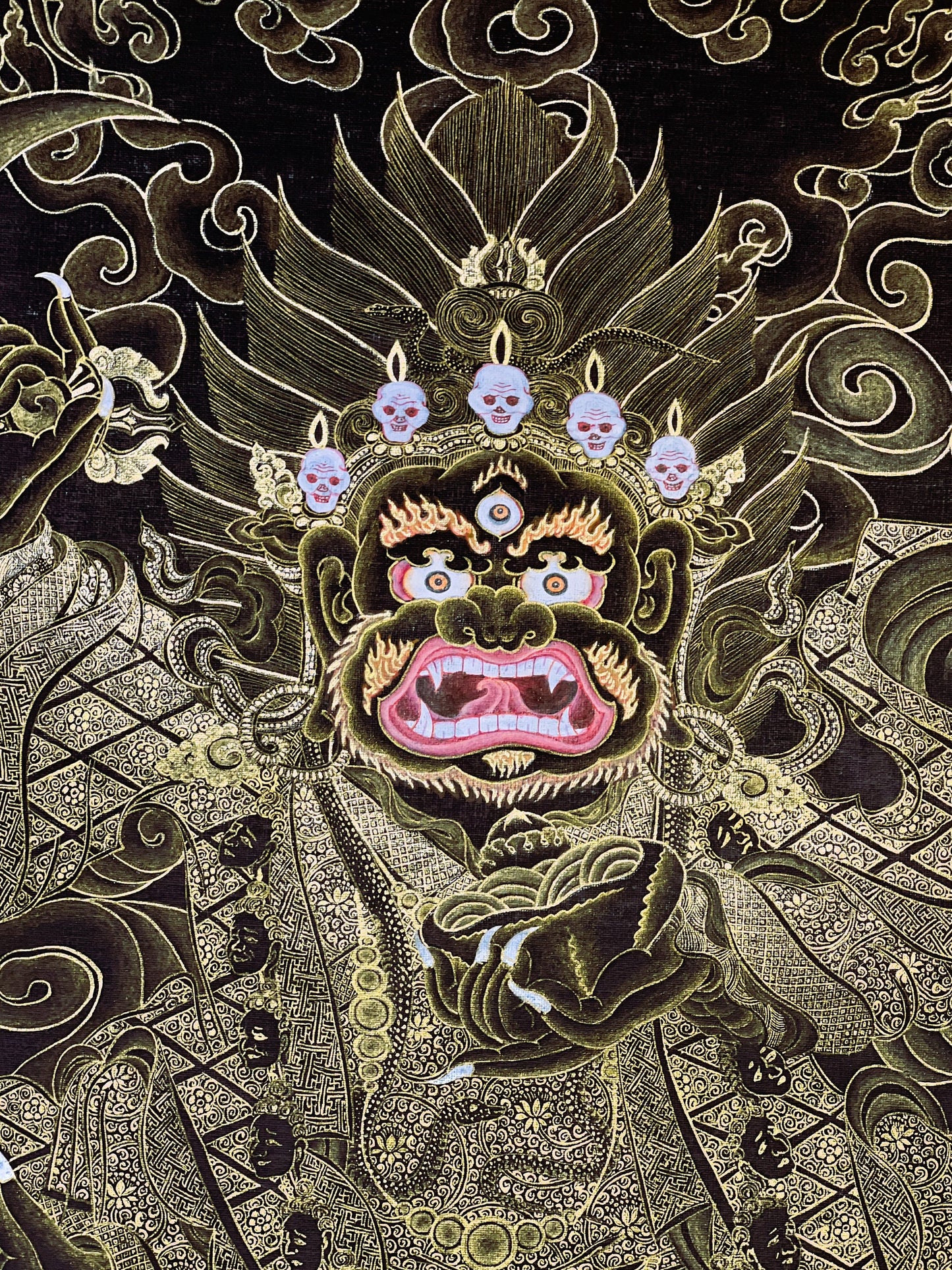 Original Hand Painted Karzopa Mahakala /Kajupa Mahakala / Masterpiece 24K Gold Tibetan Meditation Thangka / Thanka Painting From Nepal