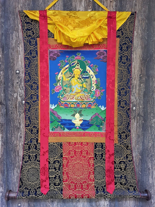 Original Manjushri / Manjusri/Manjushree God Of Wisdom / Hand-Painted Compassion / Meditation / Tibetan Thangka / Thanka Painting From Nepal