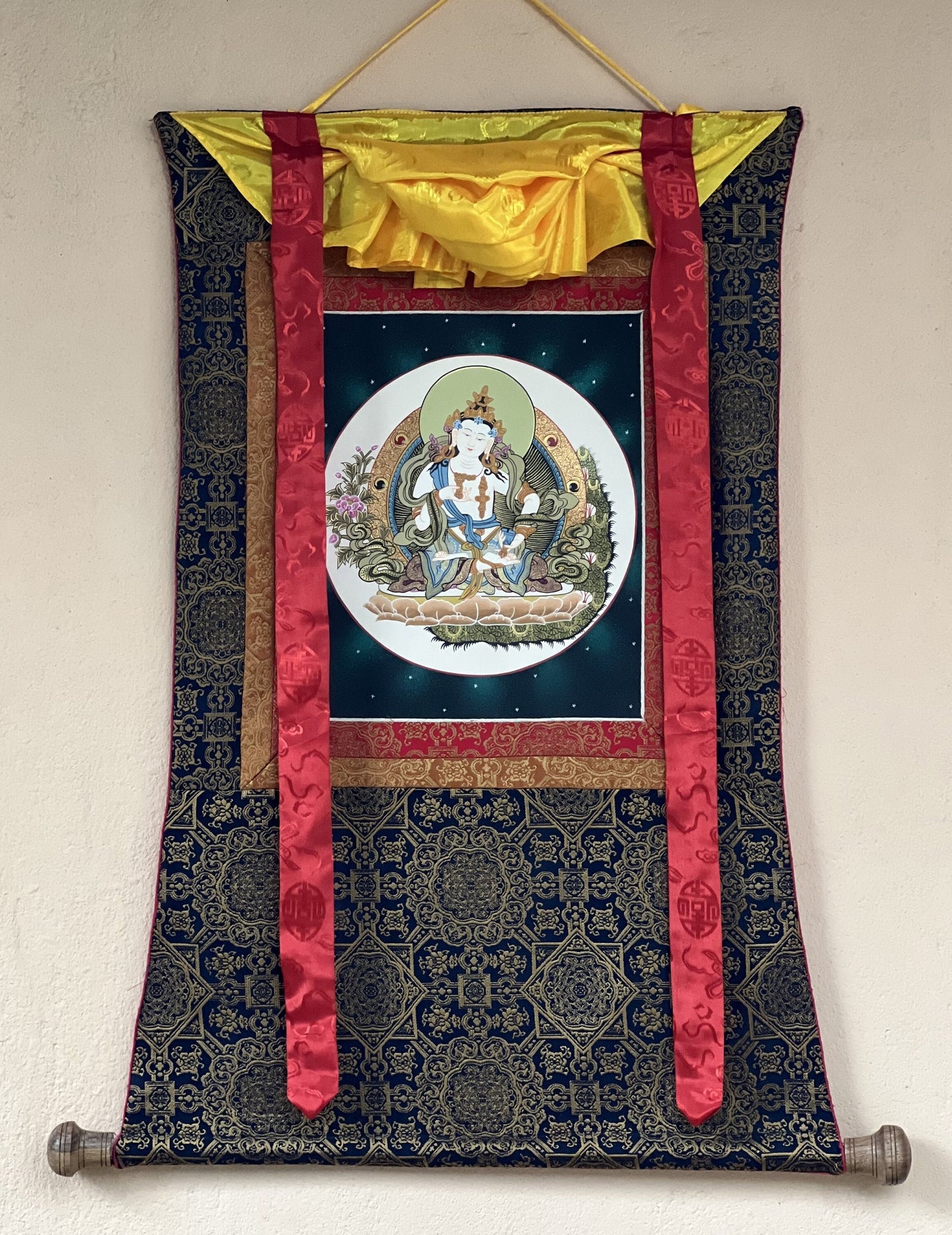 Original Hand-painted Vajrasattva/Dorje Sempa Master Quality Tibetan Thangka Painting Compassion Meditation Art with Premium Silk Brocade