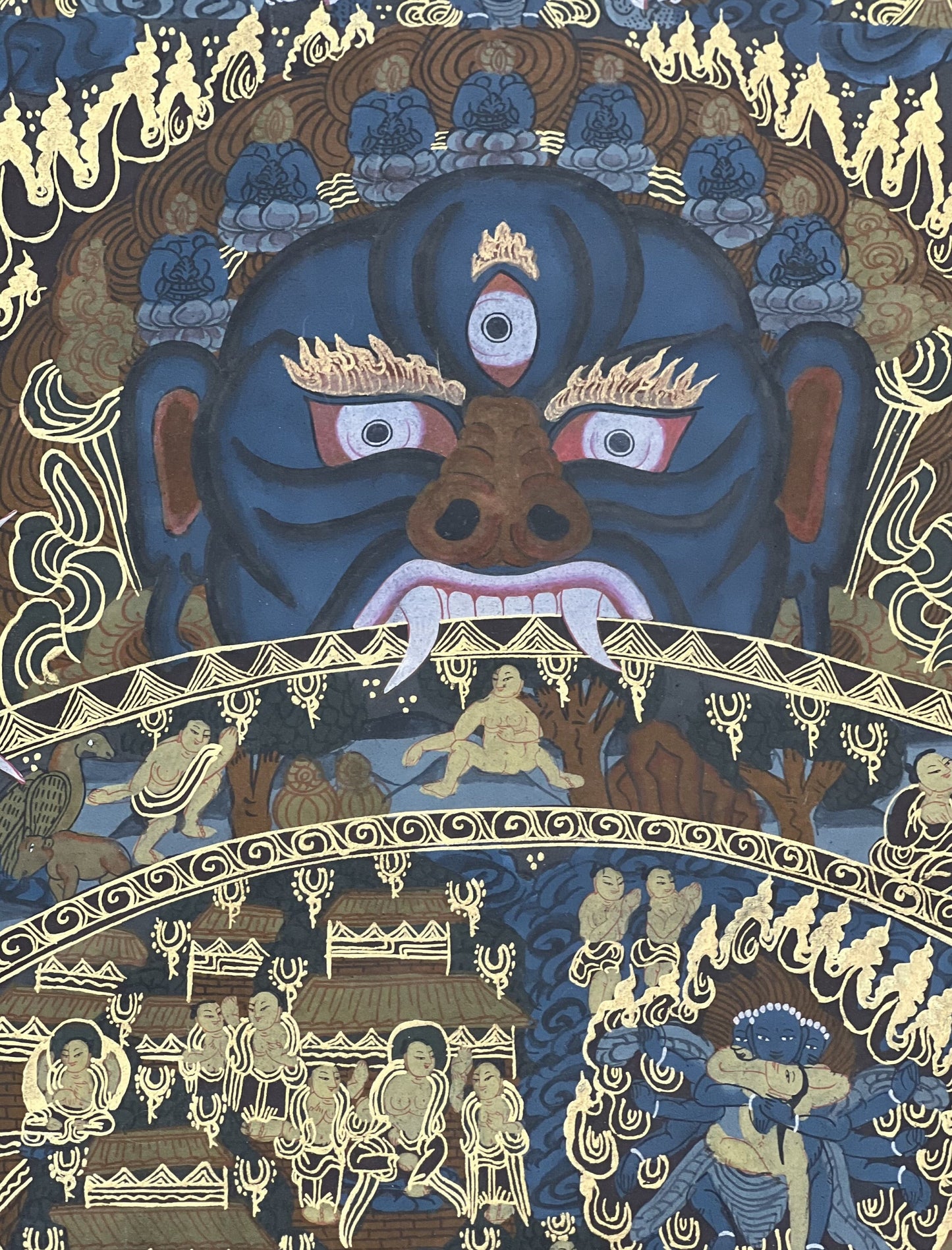 Samsara/ Wheel of Life / Bhavacakra Mandala Oil-Varnished Large Masterpiece Tibetan Thangka / Thangka Painting Meditation Art