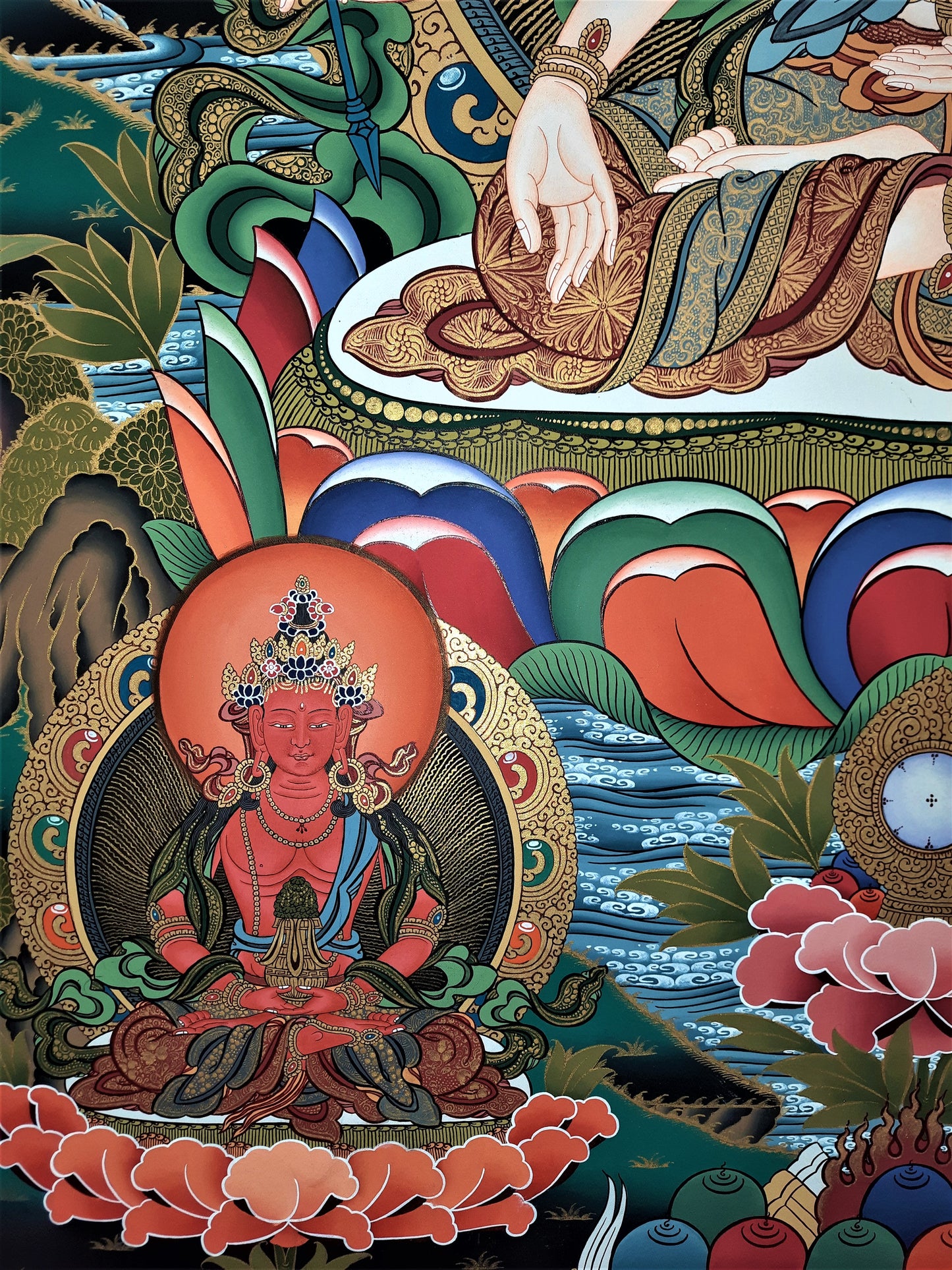 NAMGYALMA – THE CROWNED MOTHER BUDDHA | Hand-Painted Tibetan Thangka
