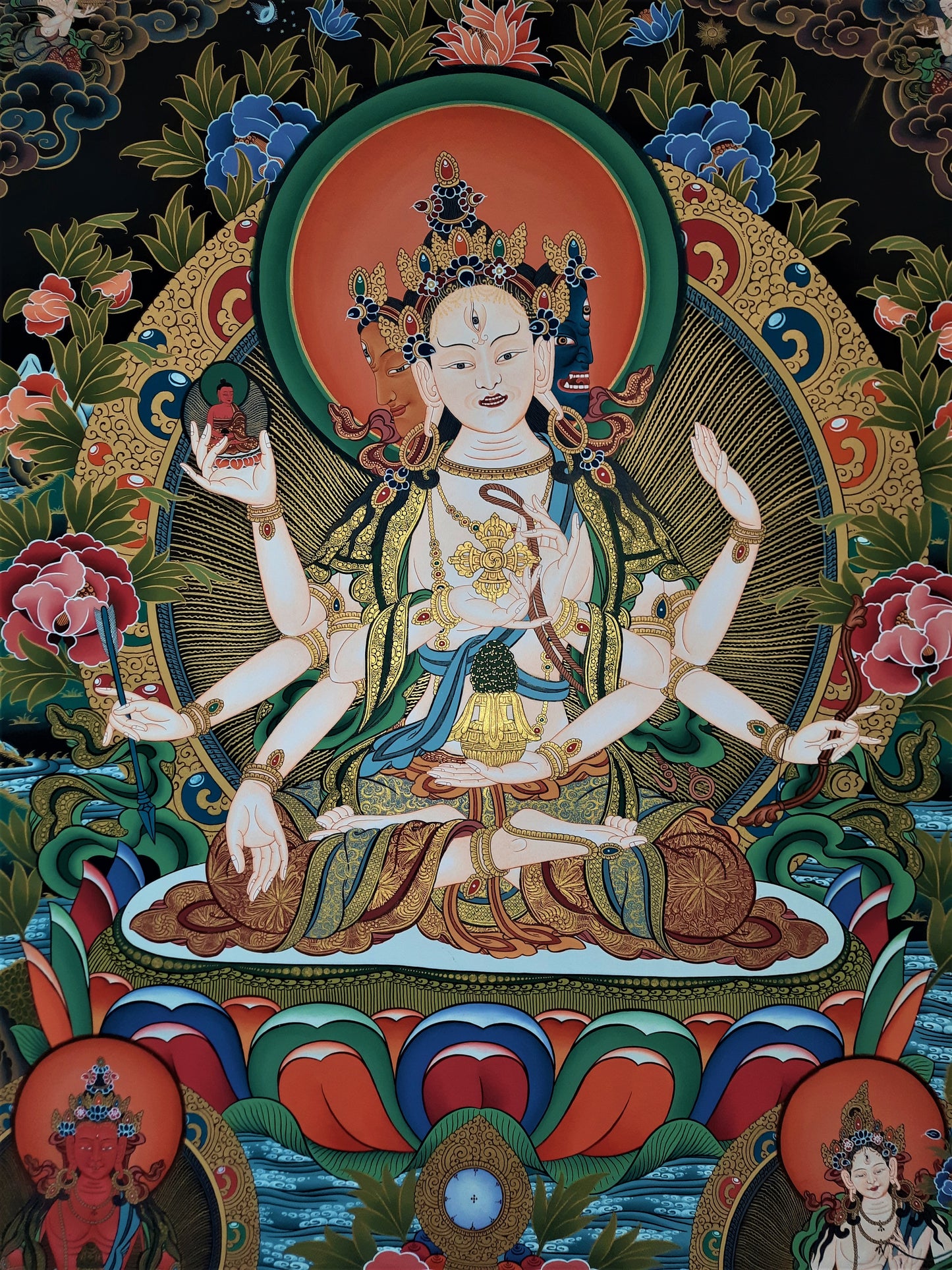 NAMGYALMA – THE CROWNED MOTHER BUDDHA | Hand-Painted Tibetan Thangka