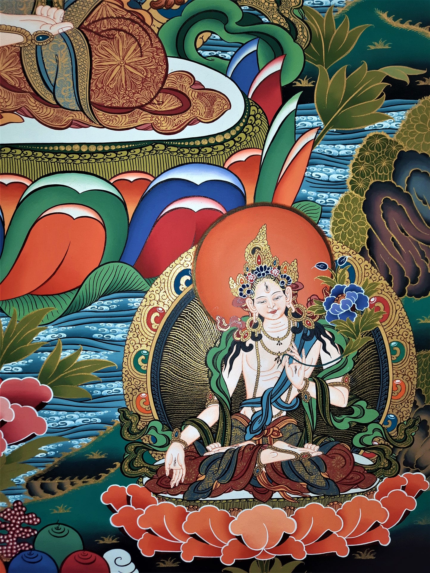 NAMGYALMA – THE CROWNED MOTHER BUDDHA | Hand-Painted Tibetan Thangka