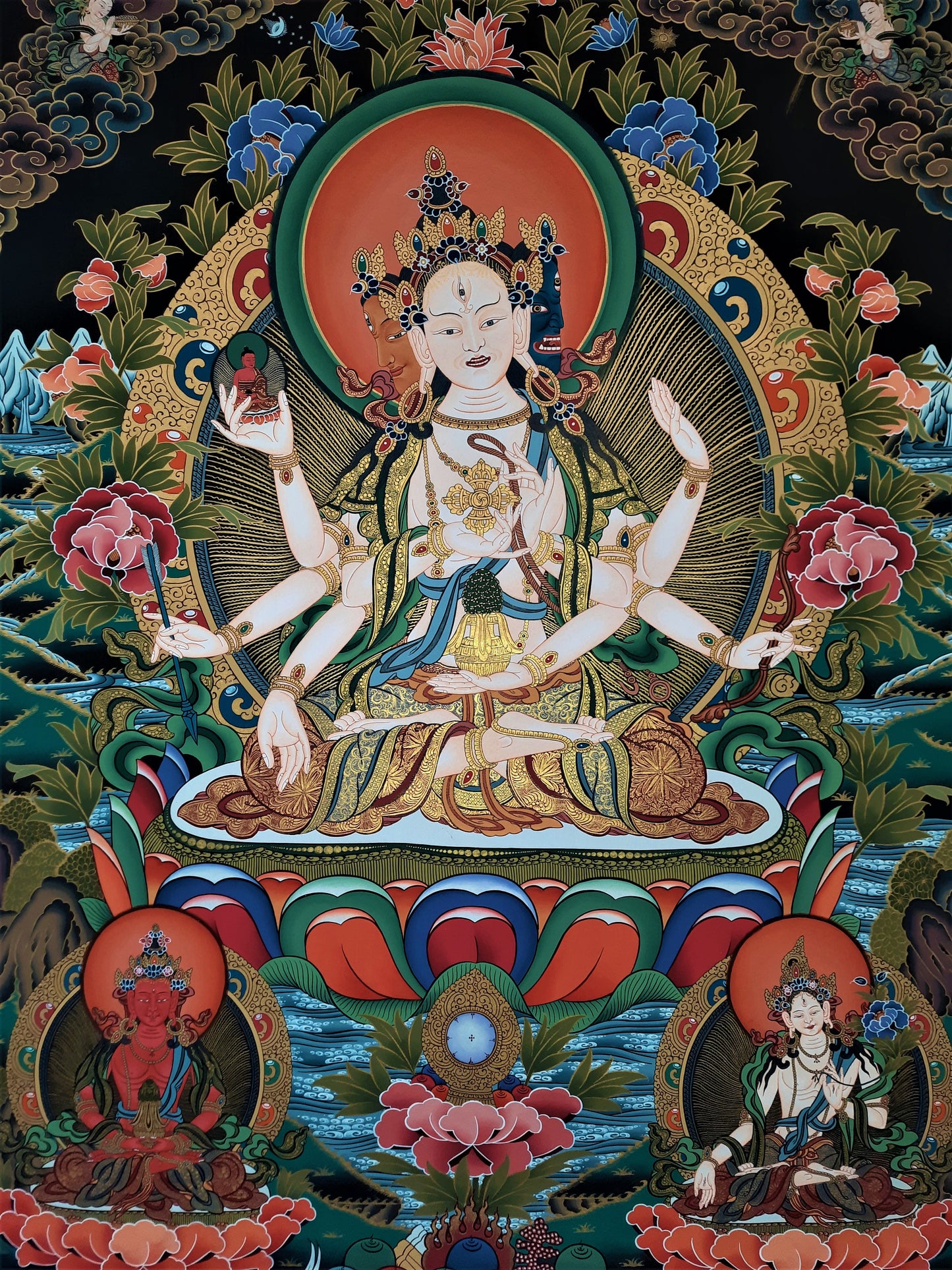 NAMGYALMA – THE CROWNED MOTHER BUDDHA | Hand-Painted Tibetan Thangka