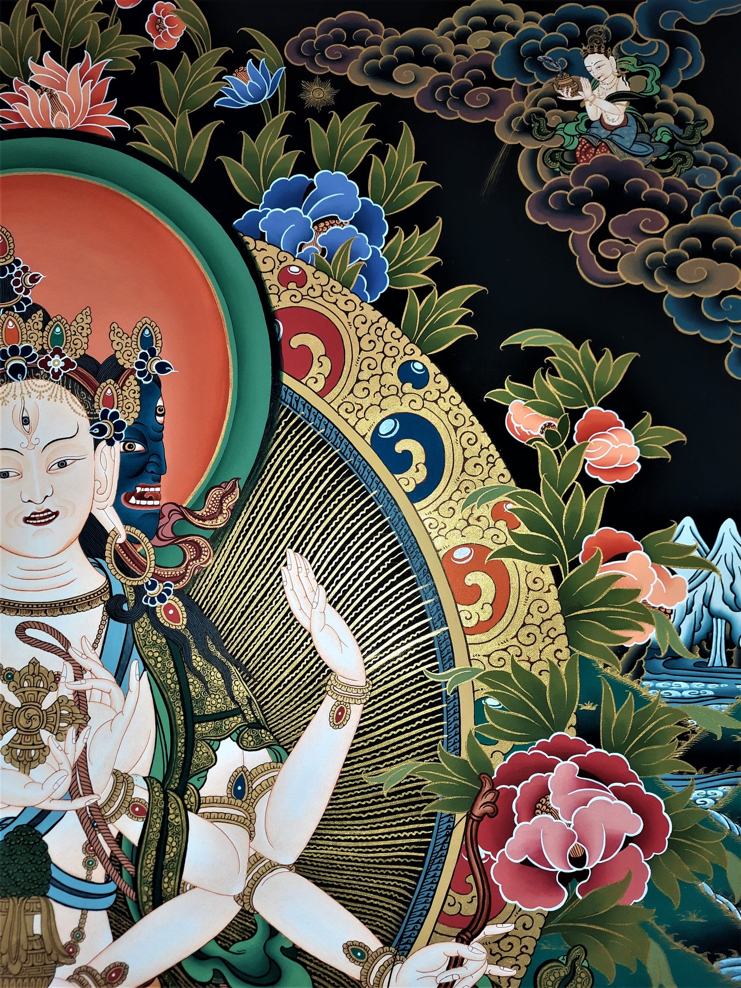 NAMGYALMA – THE CROWNED MOTHER BUDDHA | Hand-Painted Tibetan Thangka