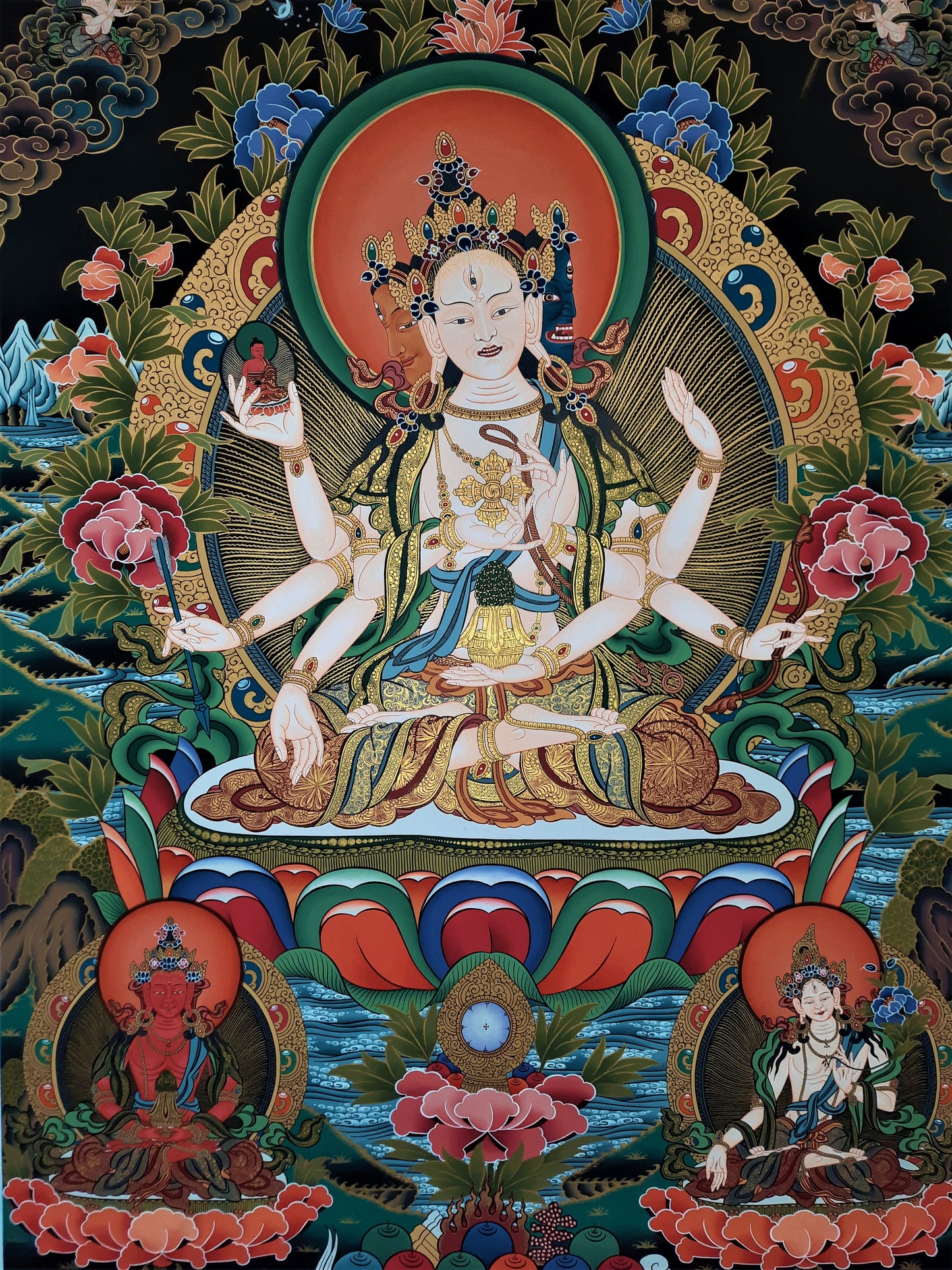 NAMGYALMA – THE CROWNED MOTHER BUDDHA | Hand-Painted Tibetan Thangka