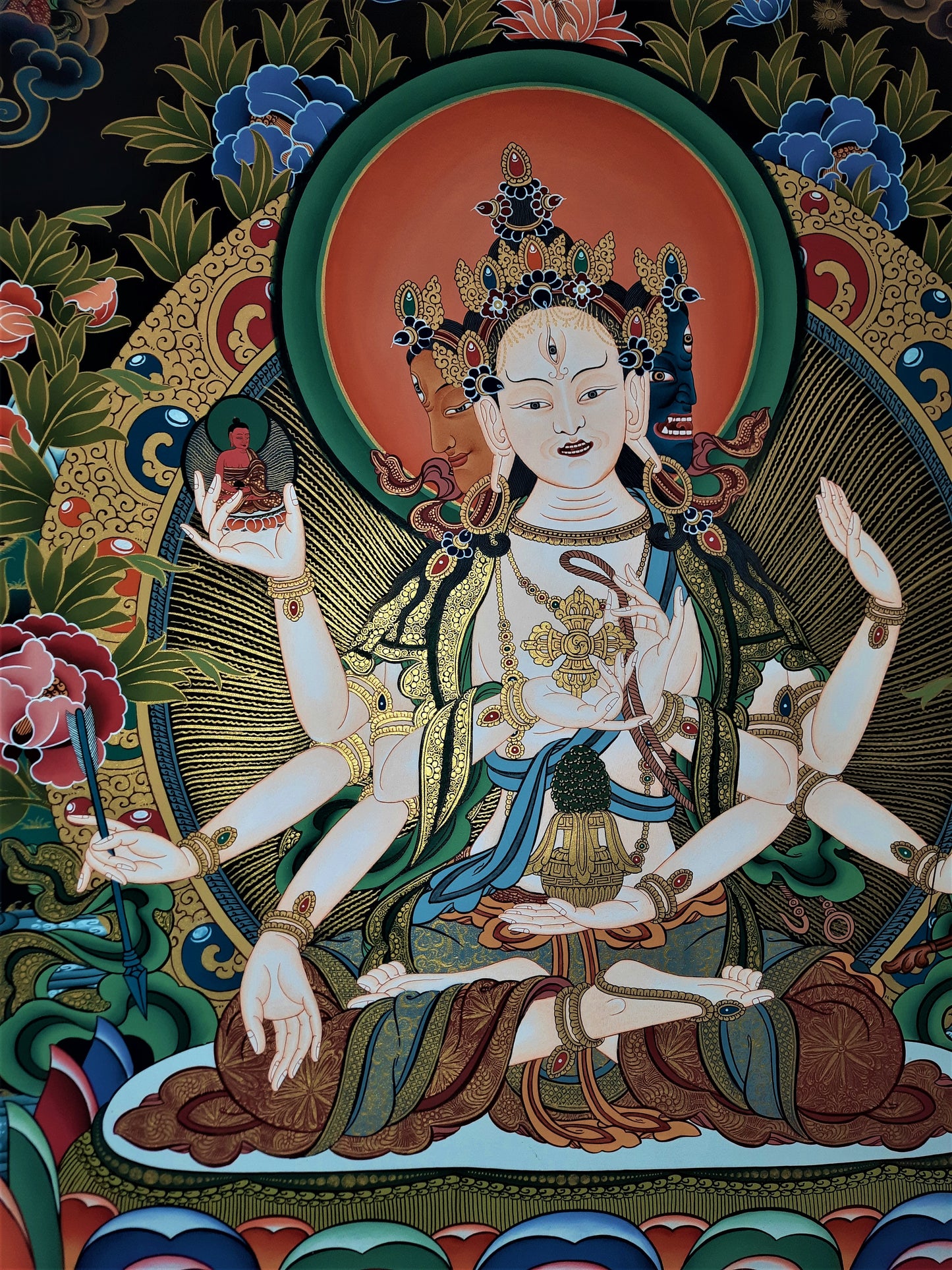 NAMGYALMA – THE CROWNED MOTHER BUDDHA | Hand-Painted Tibetan Thangka
