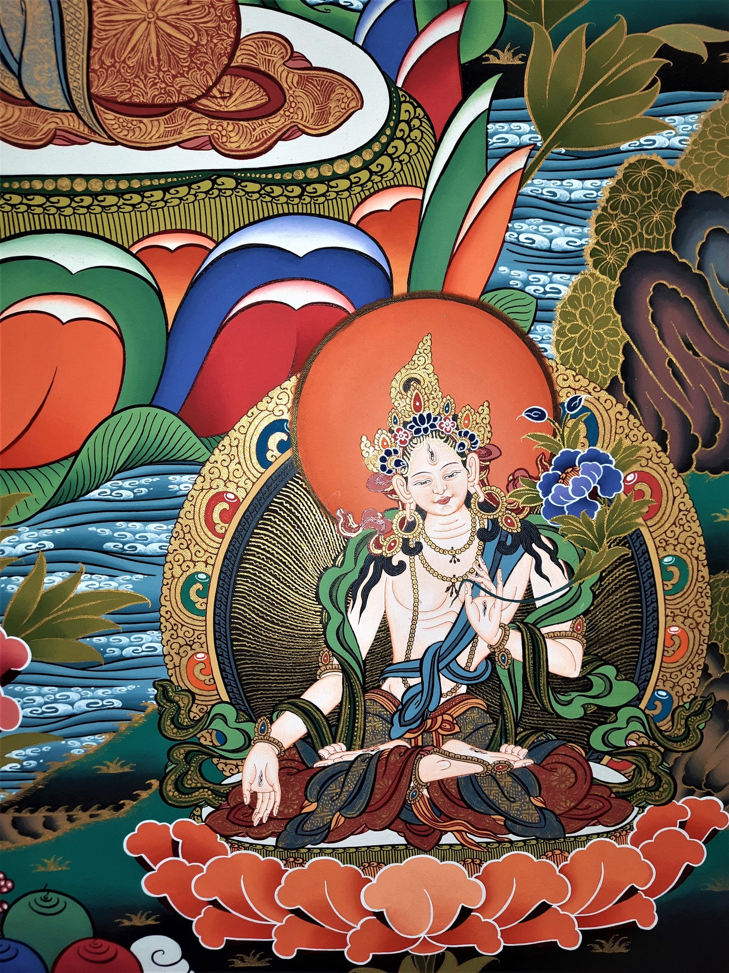 NAMGYALMA – THE CROWNED MOTHER BUDDHA | Hand-Painted Tibetan Thangka