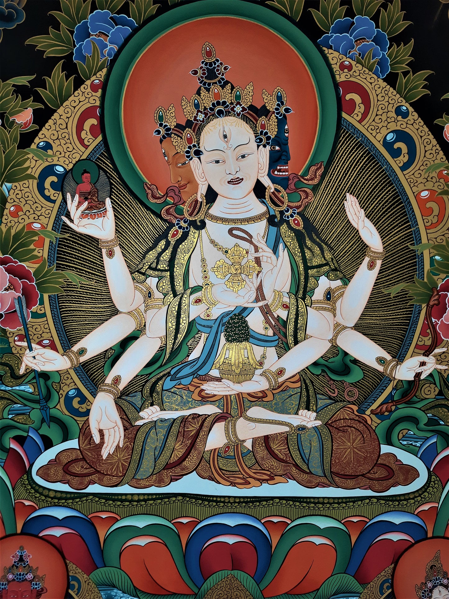 NAMGYALMA – THE CROWNED MOTHER BUDDHA | Hand-Painted Tibetan Thangka