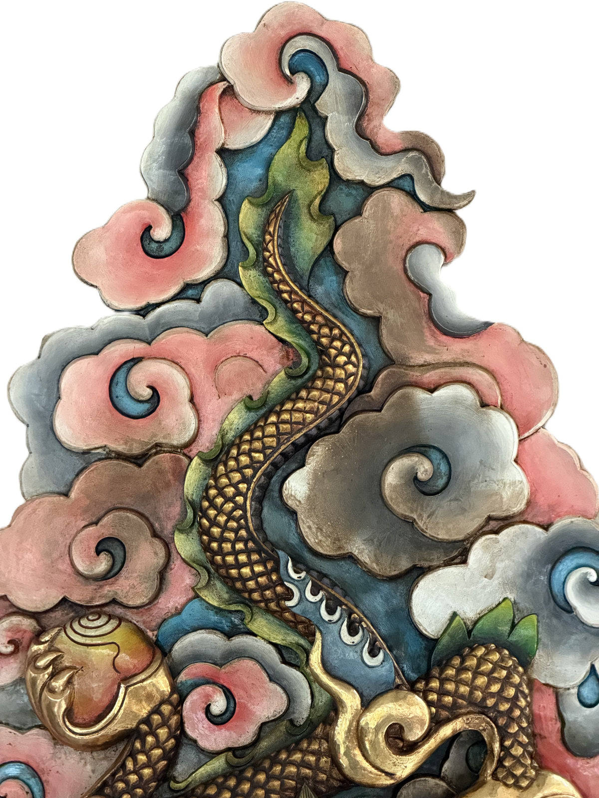 Handcrafted Copper Dragon Wall Hanging Gold-Plated Himalayan Feng Shui Art – Large Statement Piece