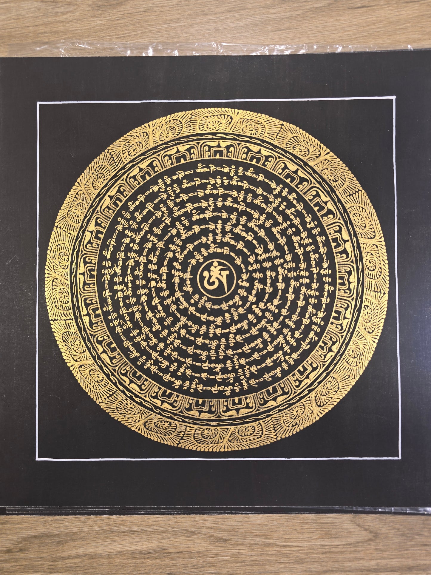 OM MANTRA MANDALA – Set of 3 Hand-Painted Tibetan Thangkas