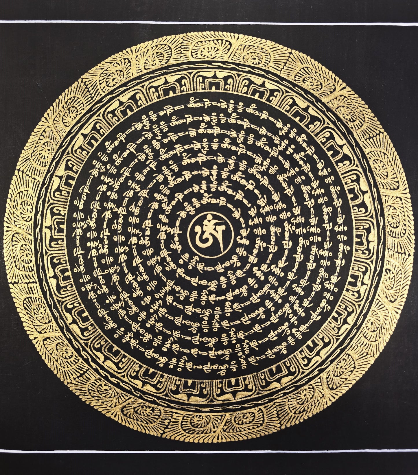 OM MANTRA MANDALA – Set of 3 Hand-Painted Tibetan Thangkas