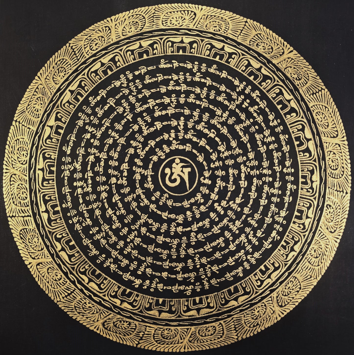 OM MANTRA MANDALA – Set of 3 Hand-Painted Tibetan Thangkas