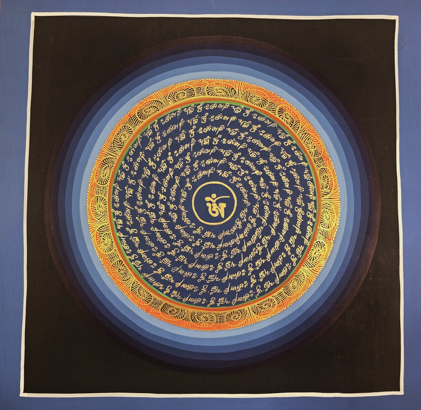 OM MANTRA MANDALA – Set of 3 Hand-Painted Tibetan Thangkas