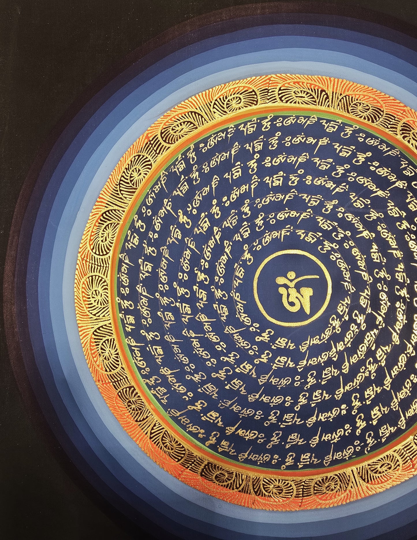 OM MANTRA MANDALA – Set of 3 Hand-Painted Tibetan Thangkas