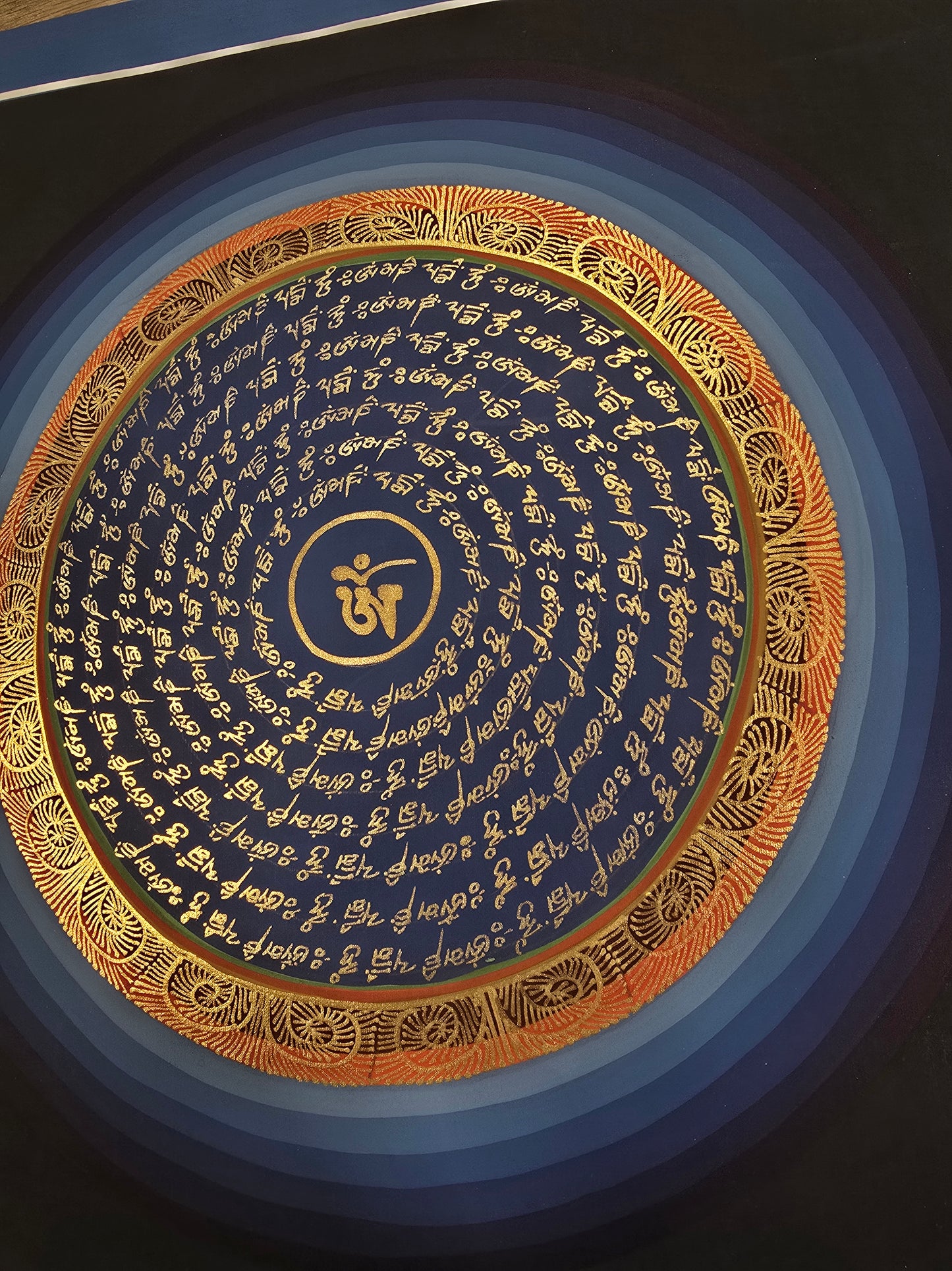 OM MANTRA MANDALA – Set of 3 Hand-Painted Tibetan Thangkas