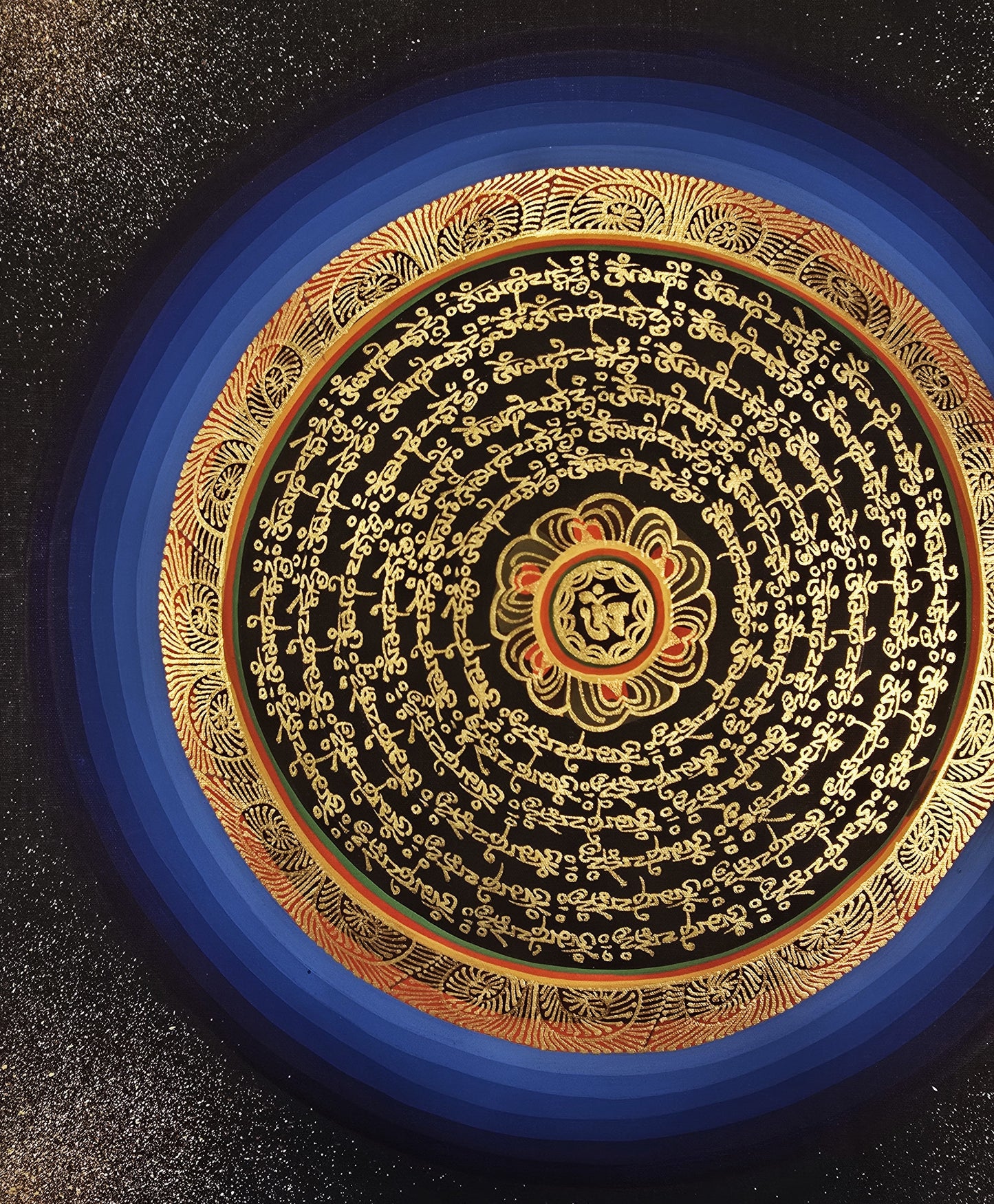 OM MANTRA MANDALA – Set of 3 Hand-Painted Tibetan Thangkas