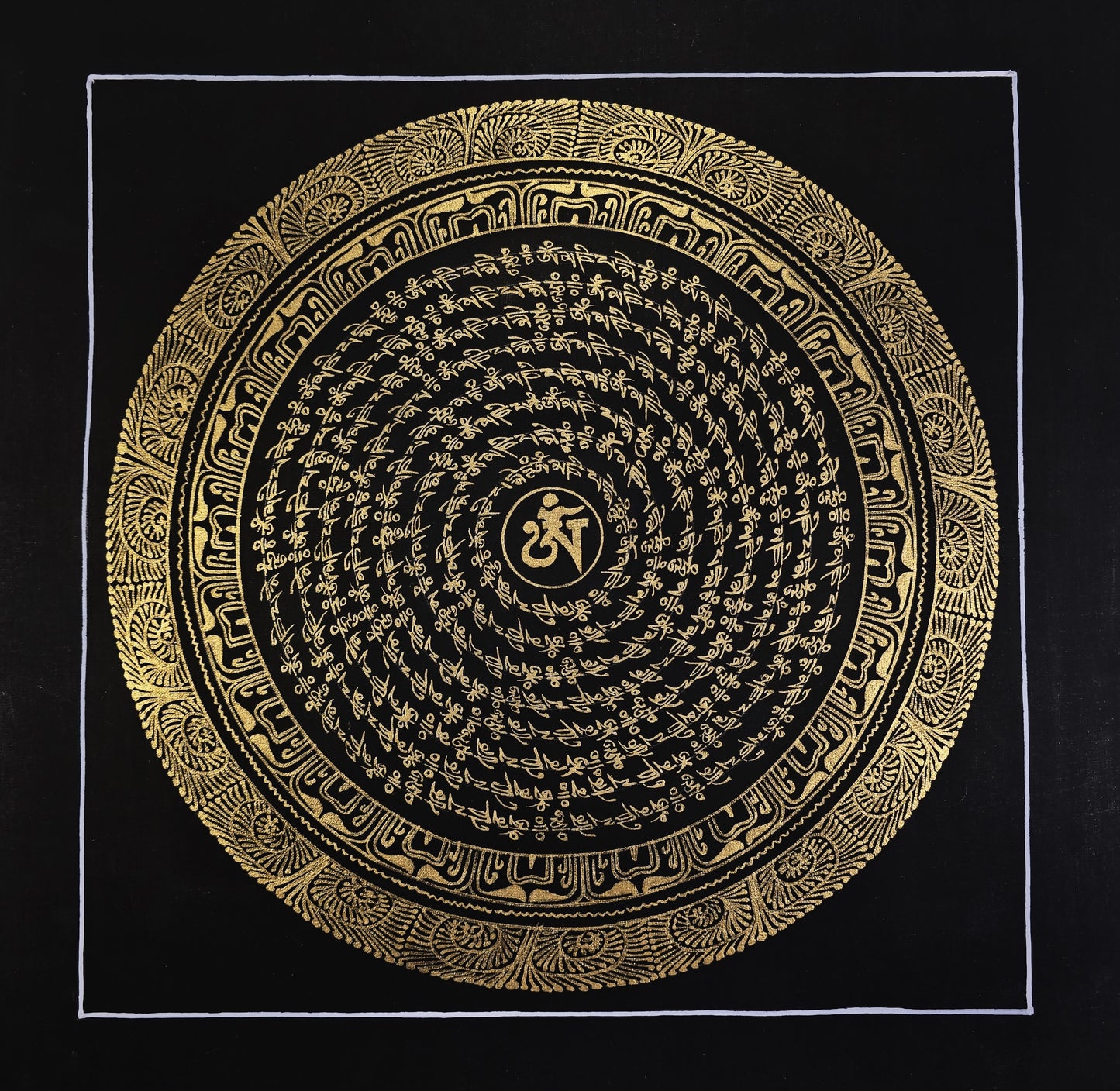 OM MANTRA MANDALA – Set of 3 Hand-Painted Tibetan Thangkas