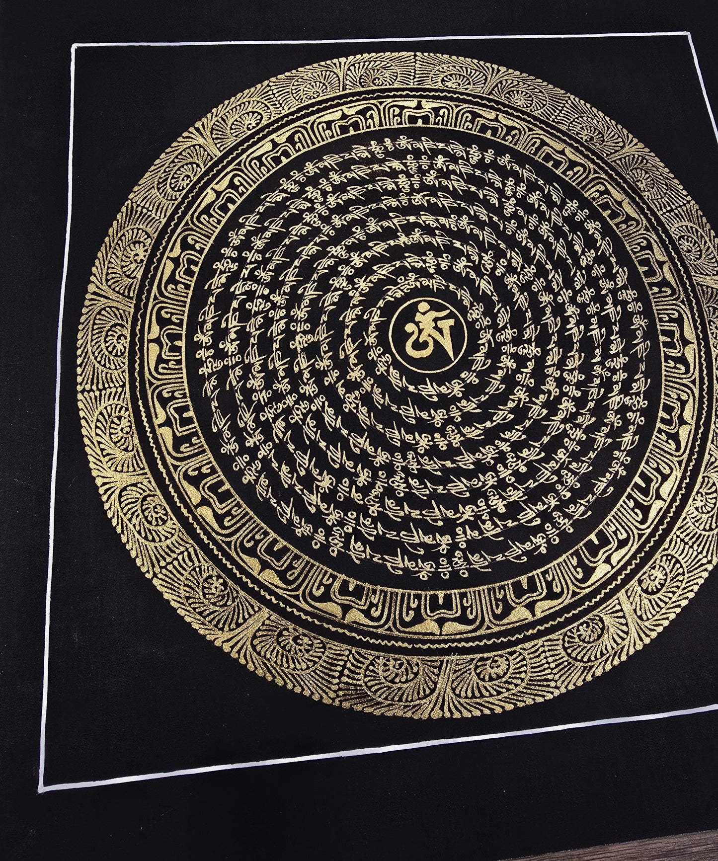 OM MANTRA MANDALA – Set of 3 Hand-Painted Tibetan Thangkas