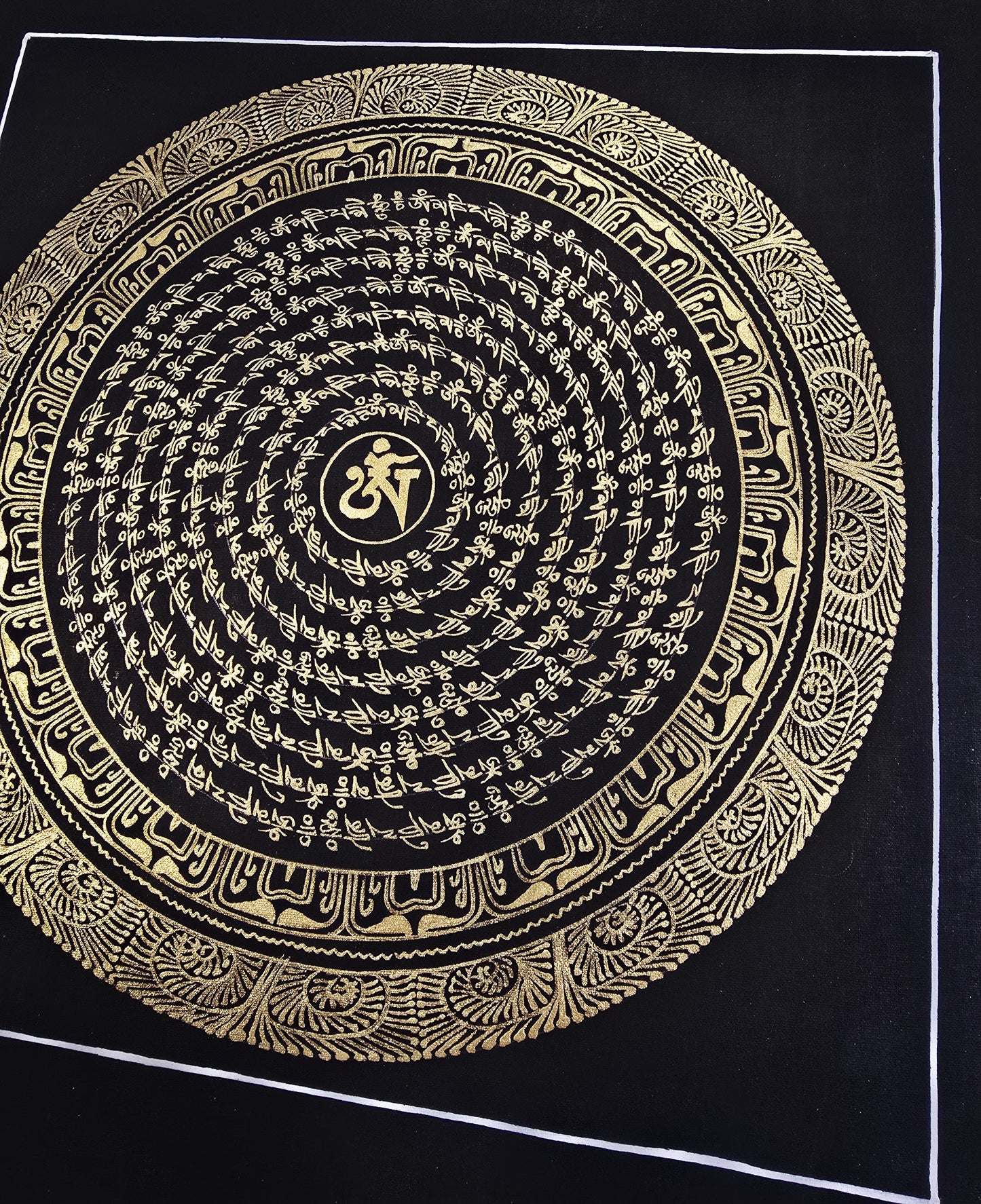 OM MANTRA MANDALA – Set of 3 Hand-Painted Tibetan Thangkas