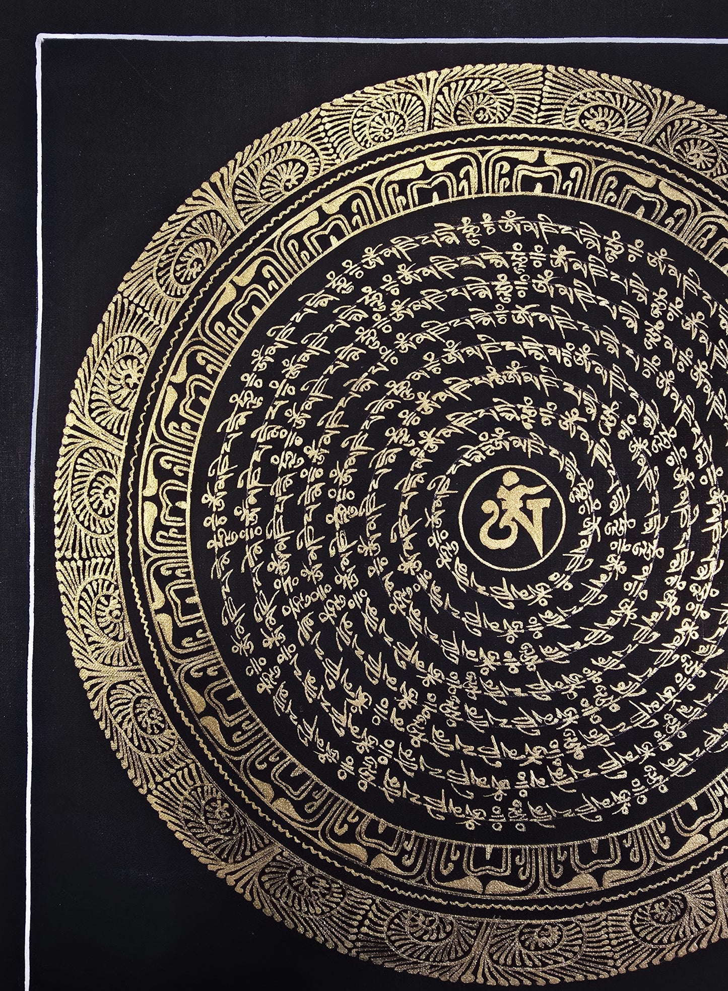 OM MANTRA MANDALA – Set of 3 Hand-Painted Tibetan Thangkas