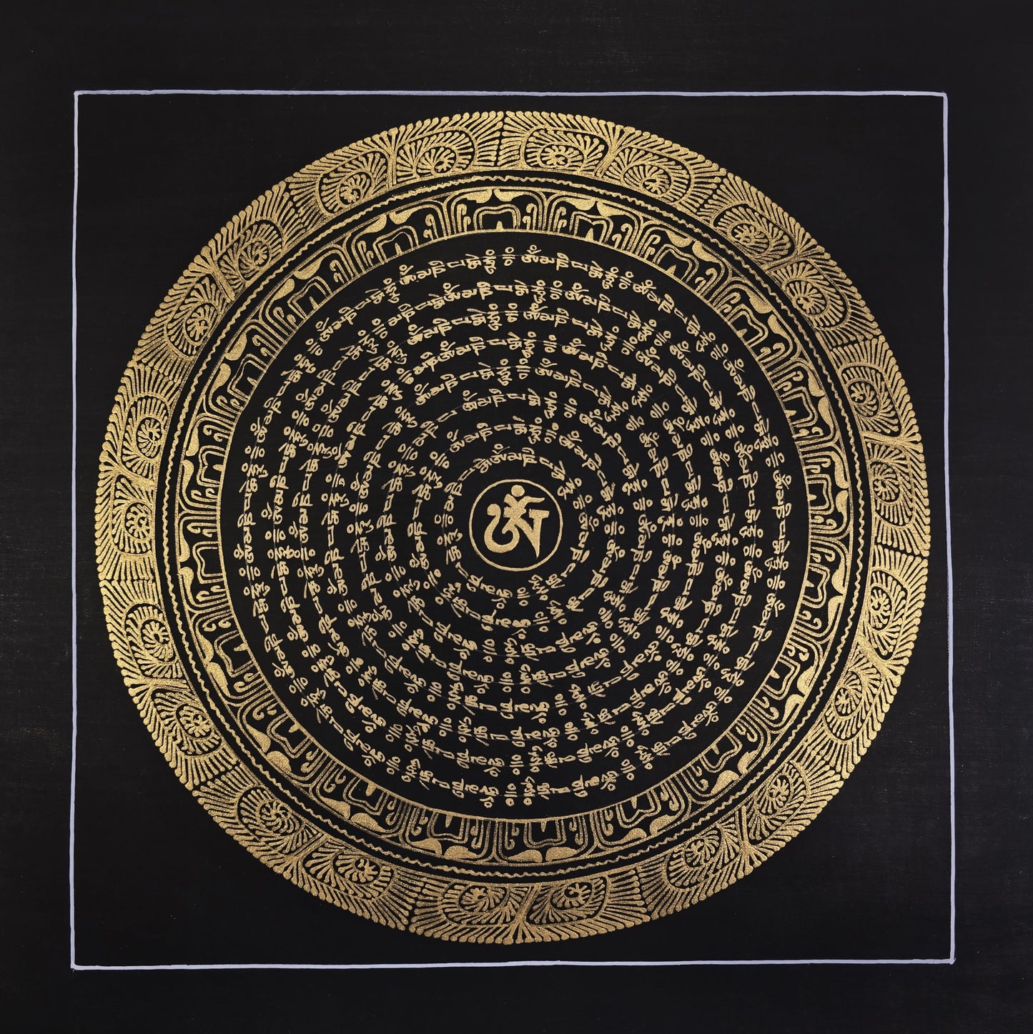 OM MANTRA MANDALA – Set of 3 Hand-Painted Tibetan Thangkas