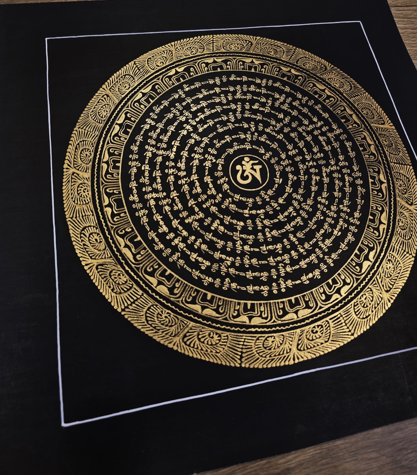 OM MANTRA MANDALA – Set of 3 Hand-Painted Tibetan Thangkas