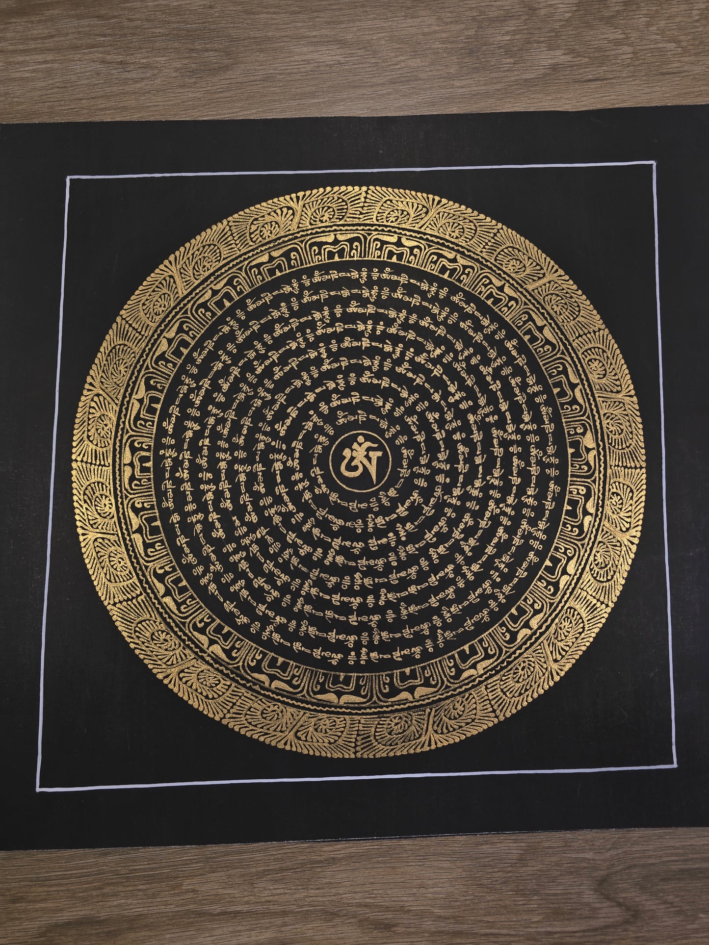 OM MANTRA MANDALA – Set of 3 Hand-Painted Tibetan Thangkas