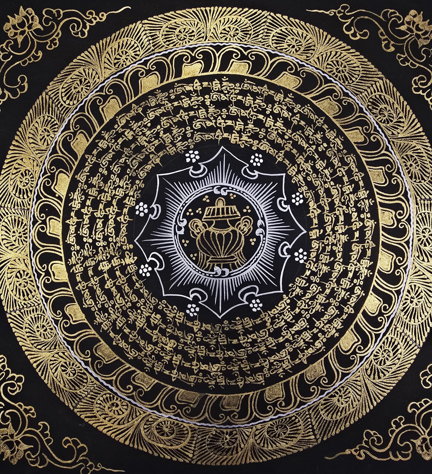 OM MANTRA MANDALA – Set of 3 Hand-Painted Tibetan Thangkas