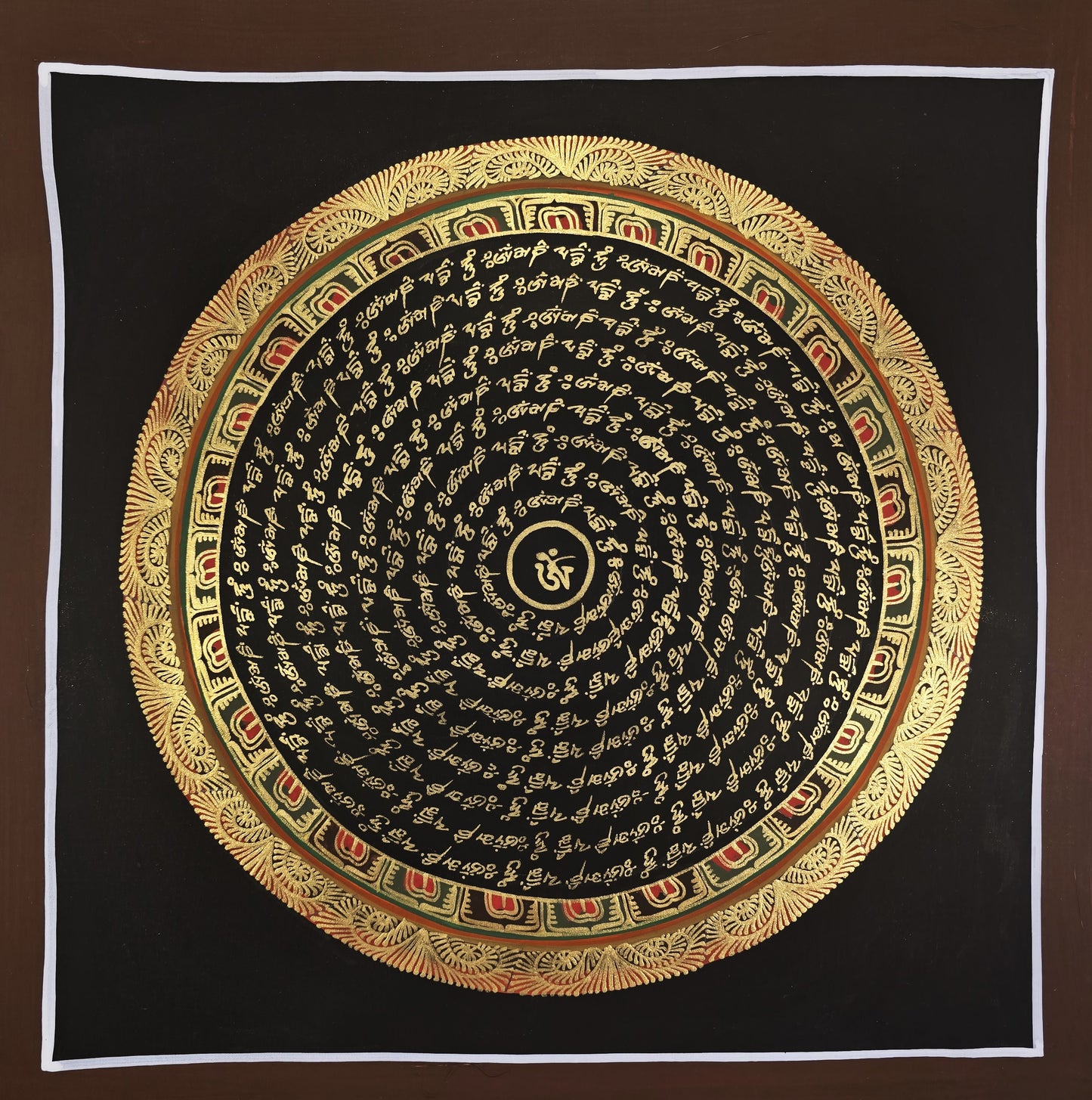 OM MANTRA MANDALA – Set of 3 Hand-Painted Tibetan Thangkas